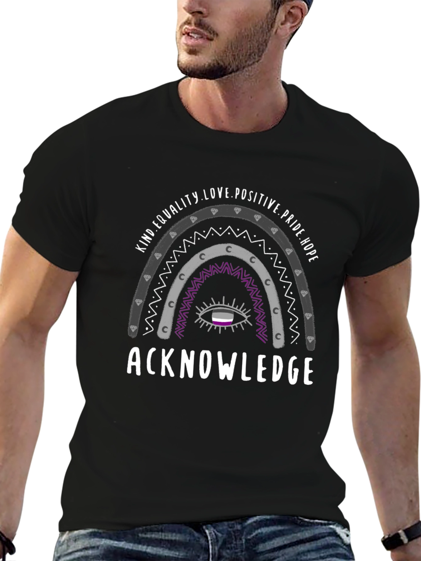 Acknowledge Asexual Pride Rainbow Tee