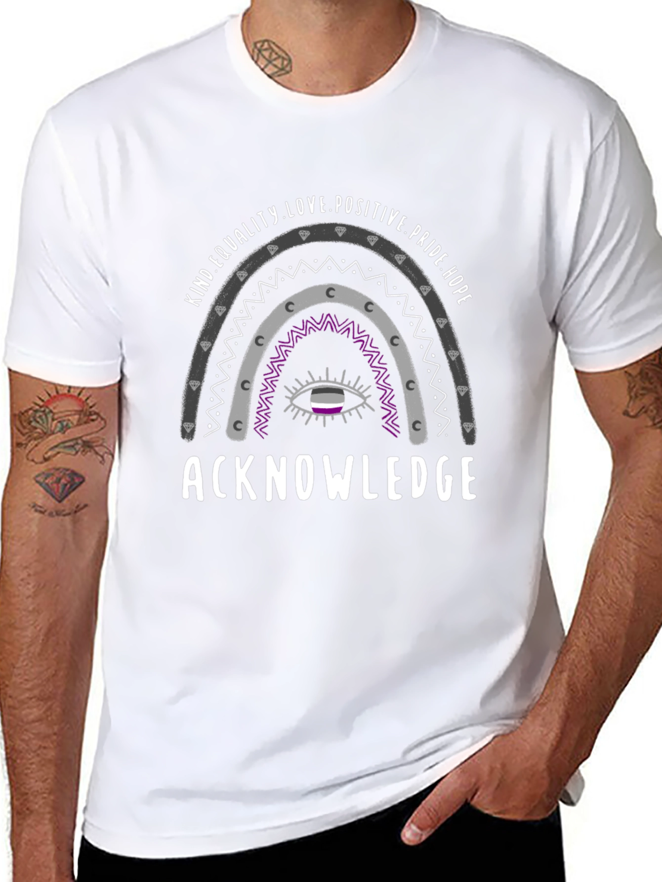 Acknowledge Asexual Pride Rainbow Tee