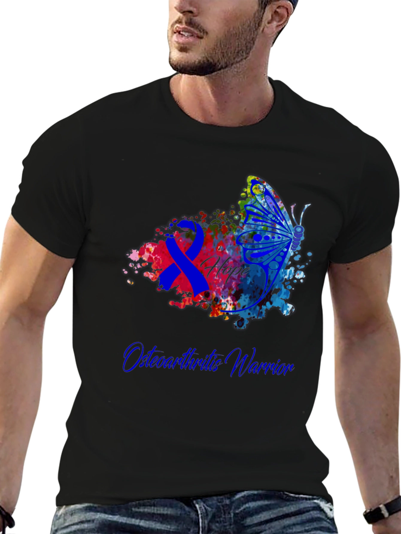 Osteoarthritis Warrior Hope Butterfly Ribbon T-Shirt