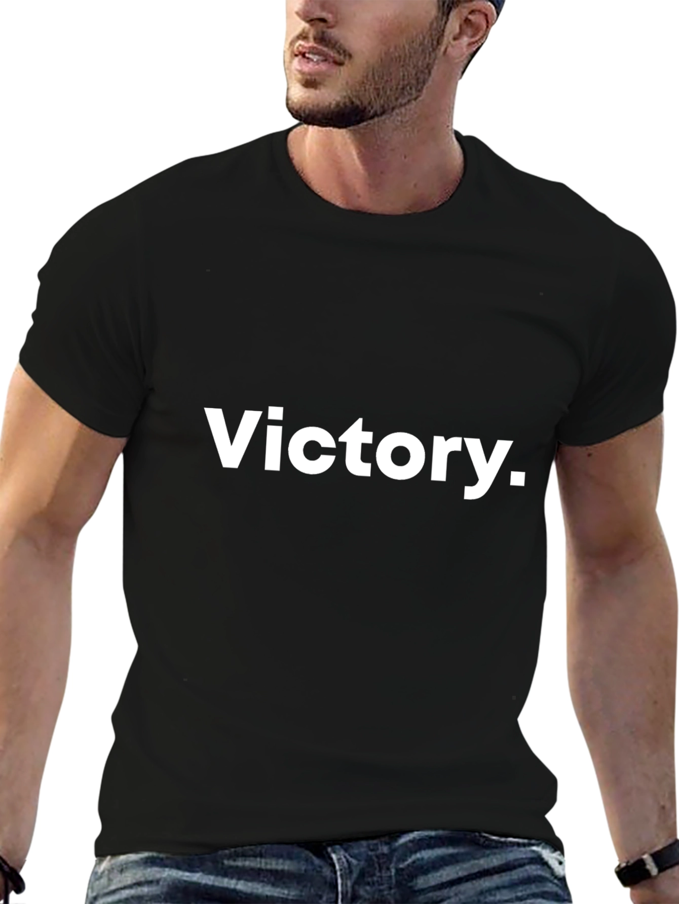 Victory Graphic Tee - Black Cotton T-Shirt