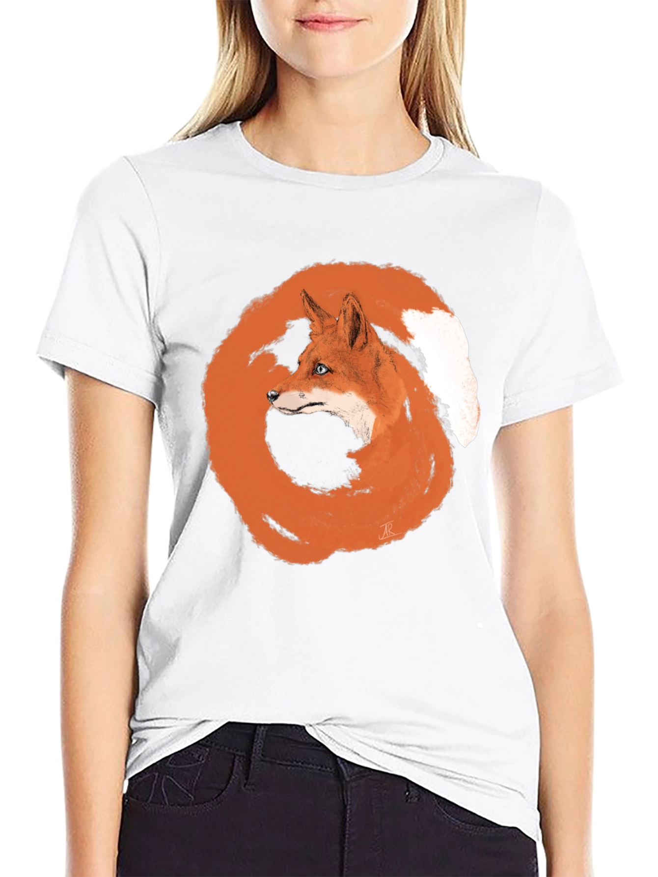 Fox Circle Graphic Tee - Unique Animal Design