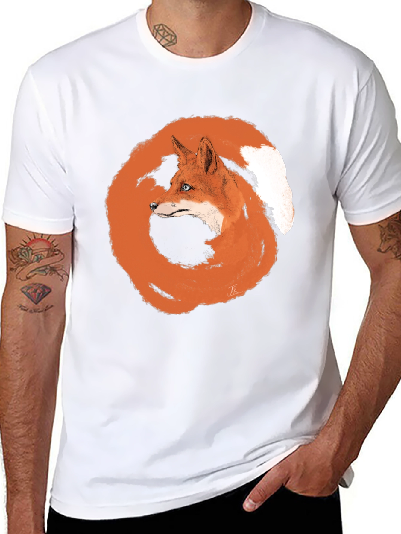 Fox Circle Graphic Tee - Unique Animal Design