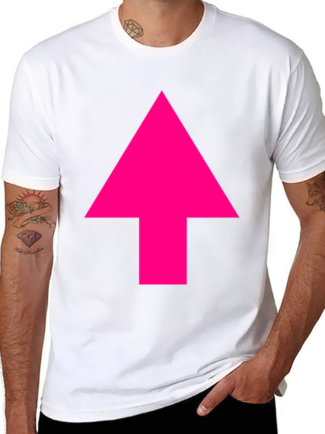 Bold Pink Arrow Black T-Shirt