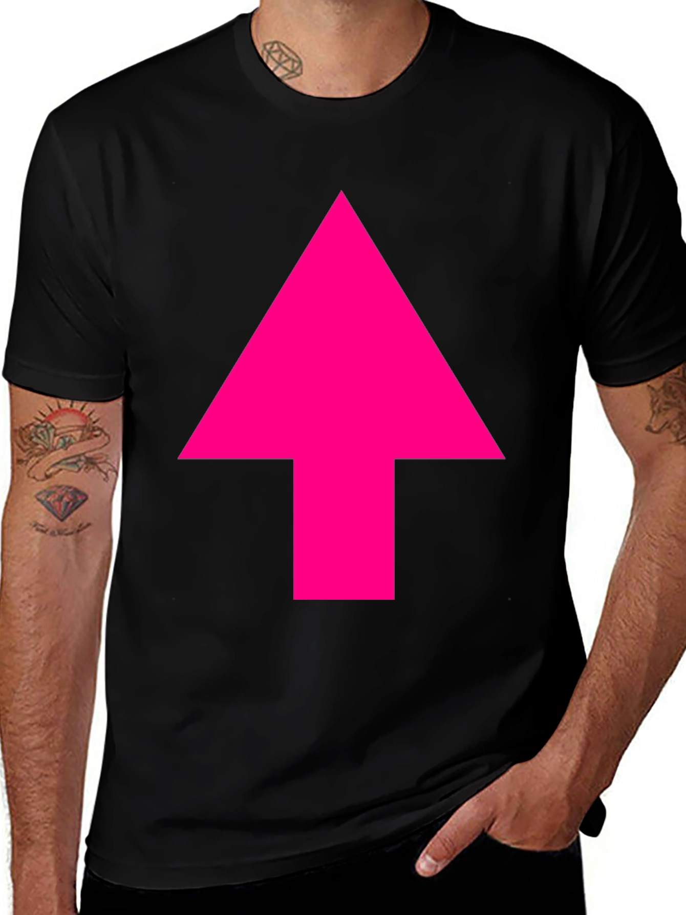 Bold Pink Arrow Black T-Shirt