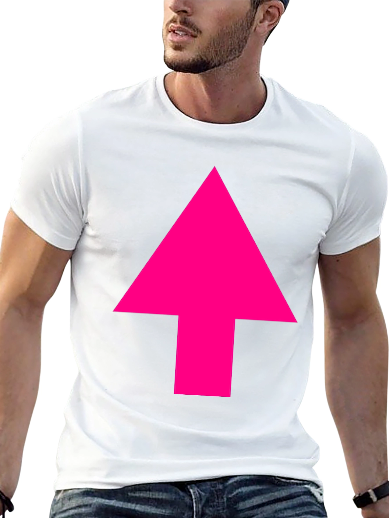 Bold Pink Arrow Black T-Shirt