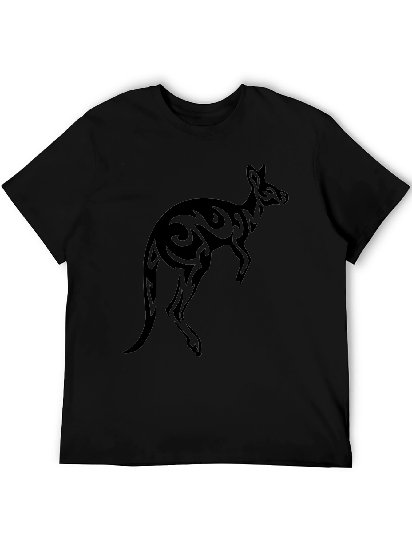Mens Black Tribal Kangaroo Graphic Tee