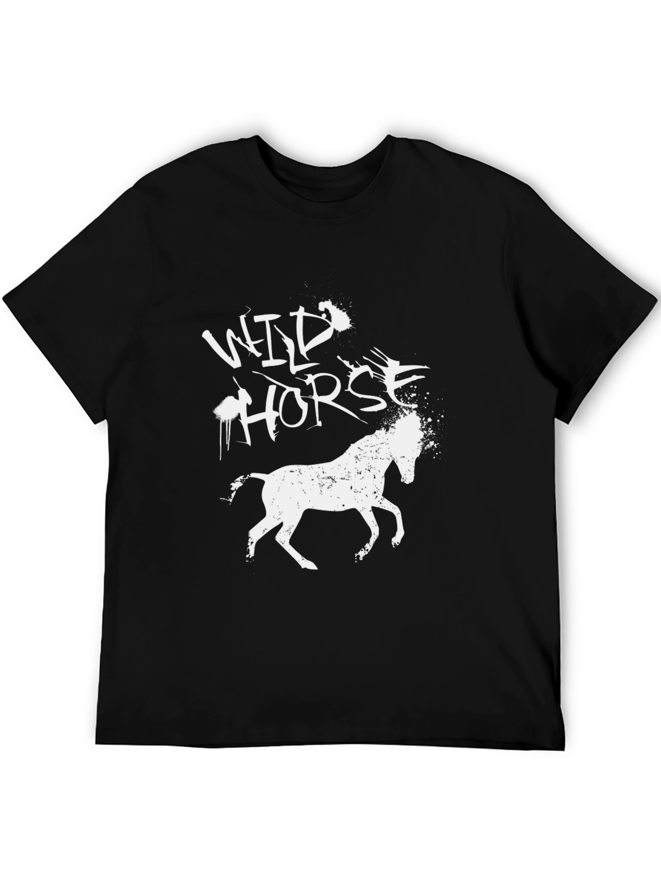 Wild Horse Graphic Tee - Black Cotton T-Shirt