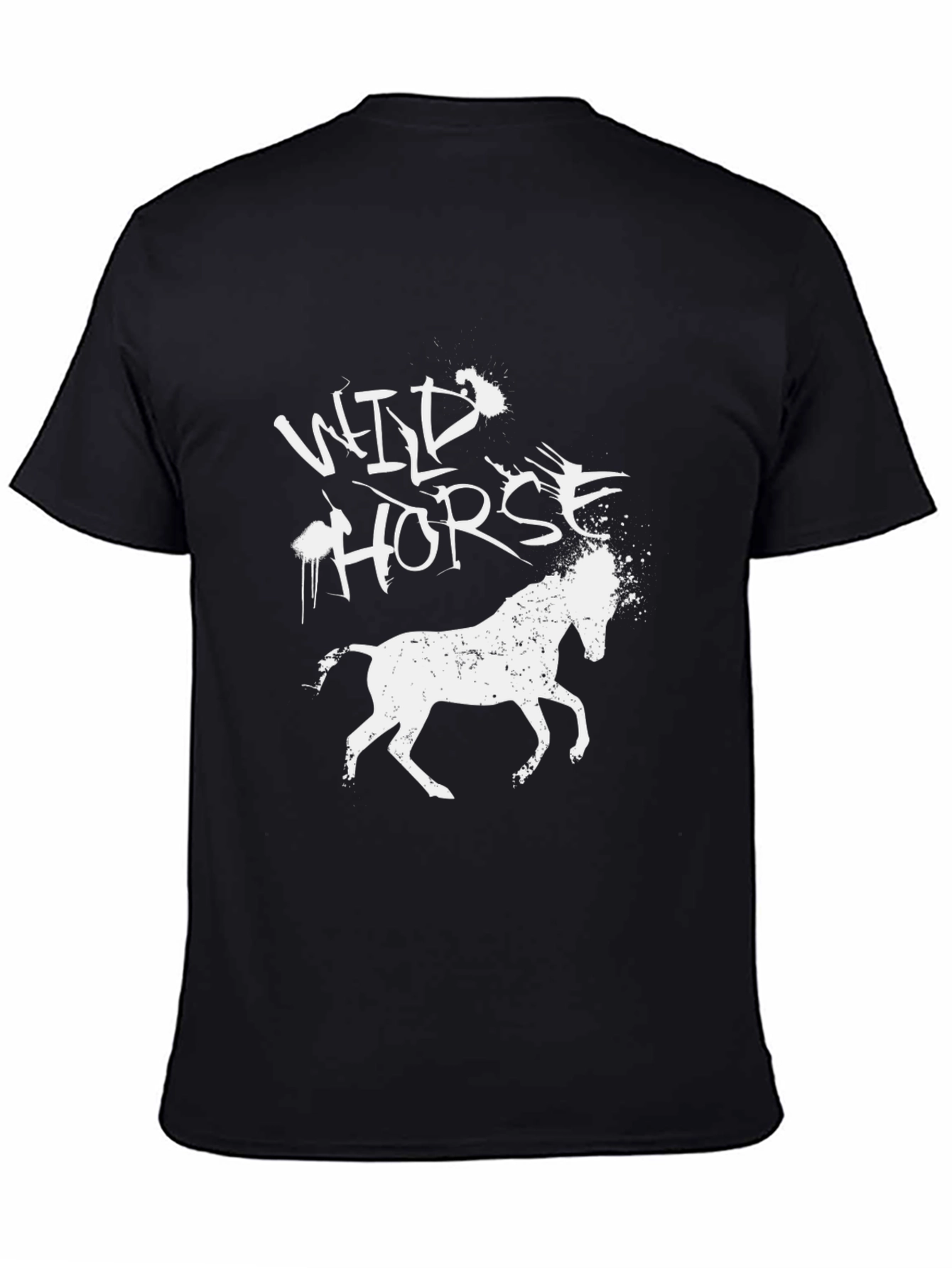 Wild Horse Graphic Tee - Black Cotton T-Shirt