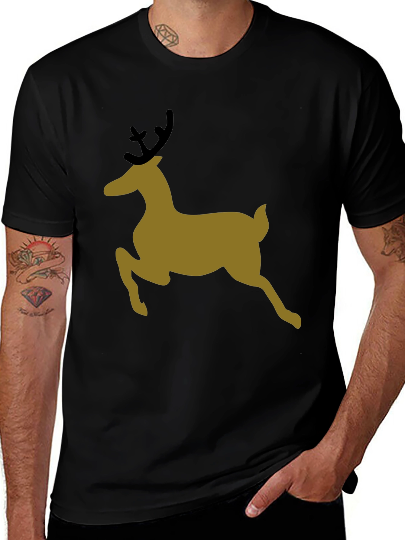 Holiday Deer Graphic Tee - Black T-Shirt