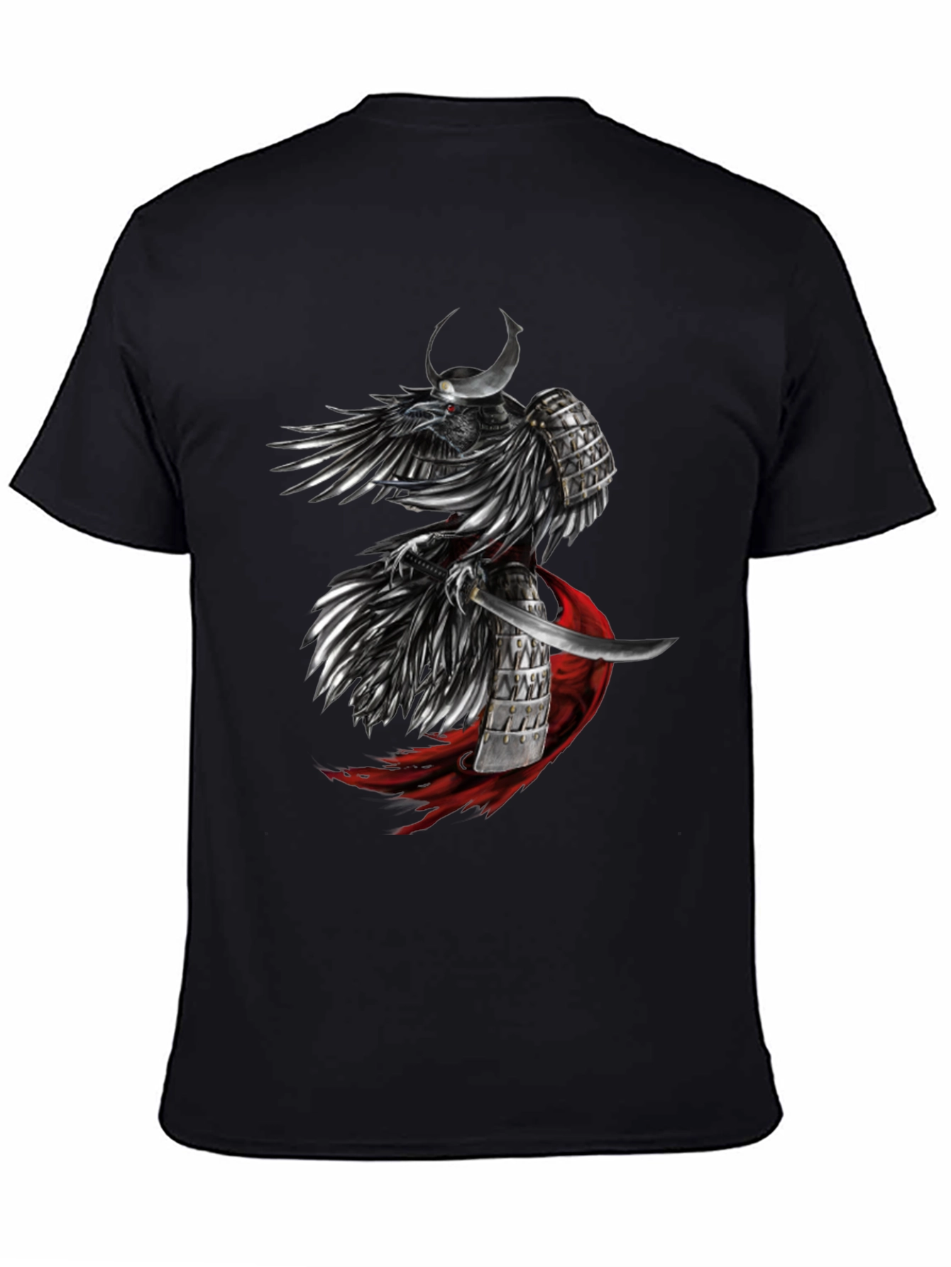 Samurai Raven Graphic T-Shirt - Mens Black Tee