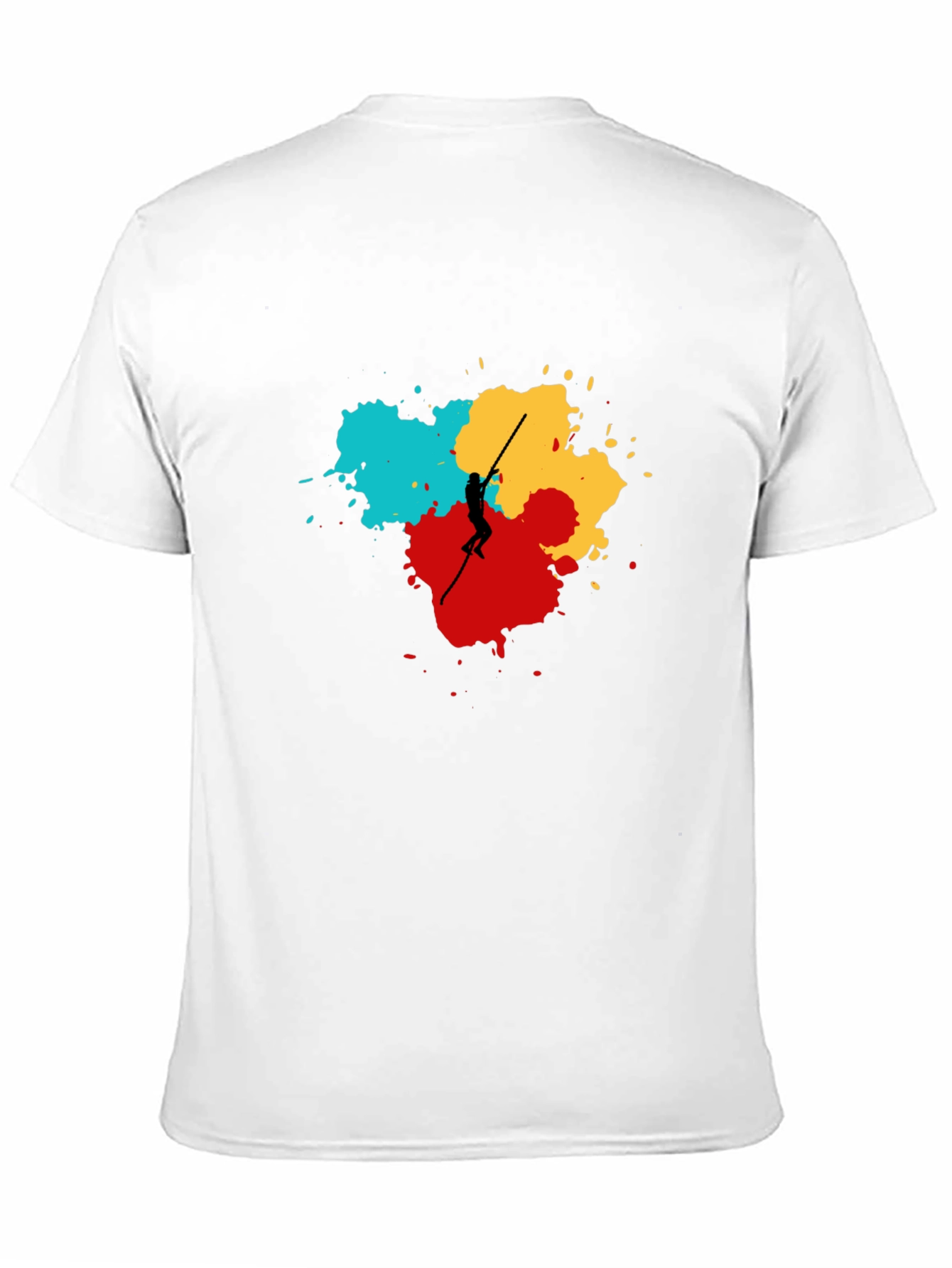 Abstract Pole Vaulter Graphic Tee - Black Cotton Shirt