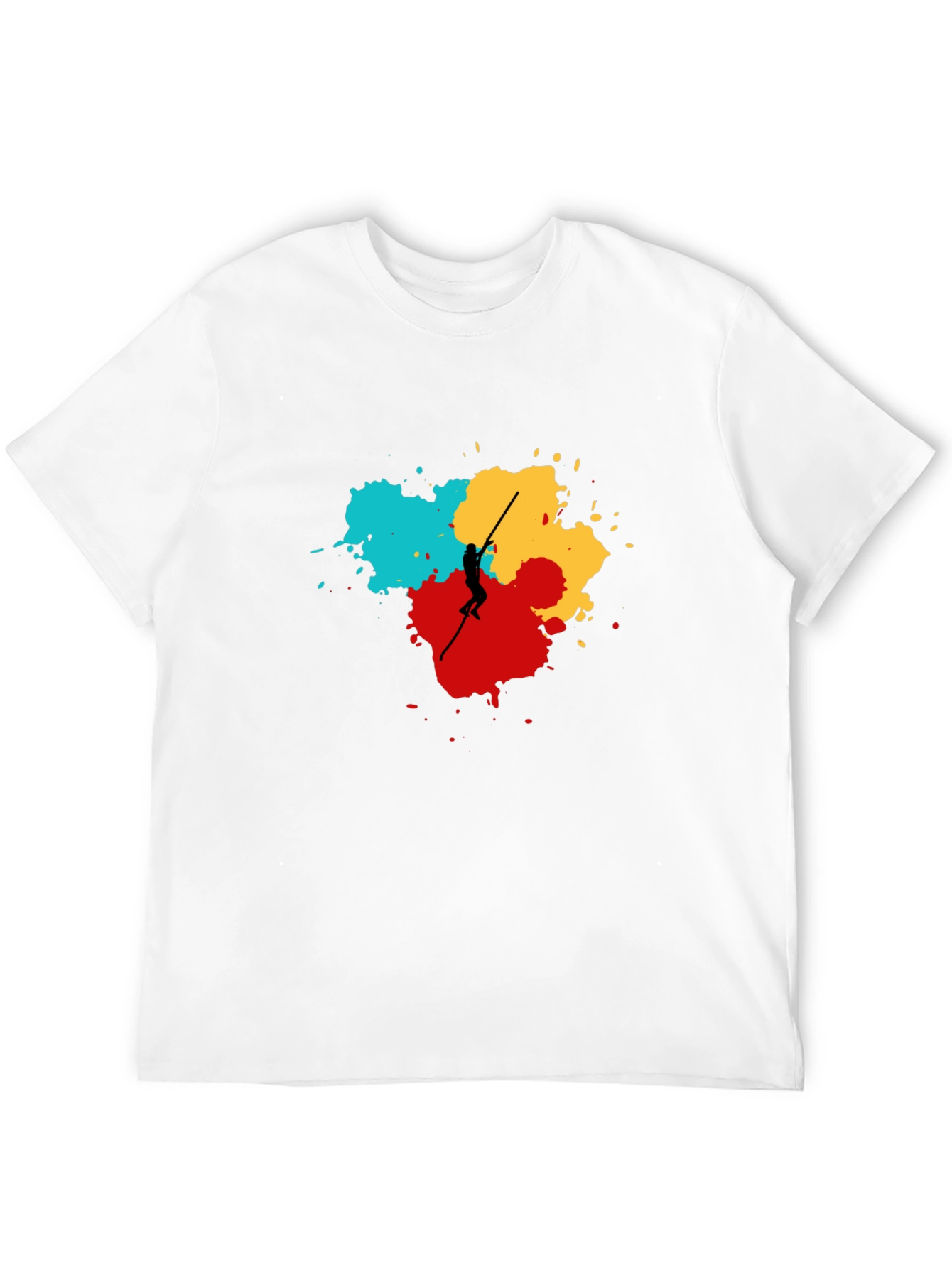 Abstract Pole Vaulter Graphic Tee - Black Cotton Shirt