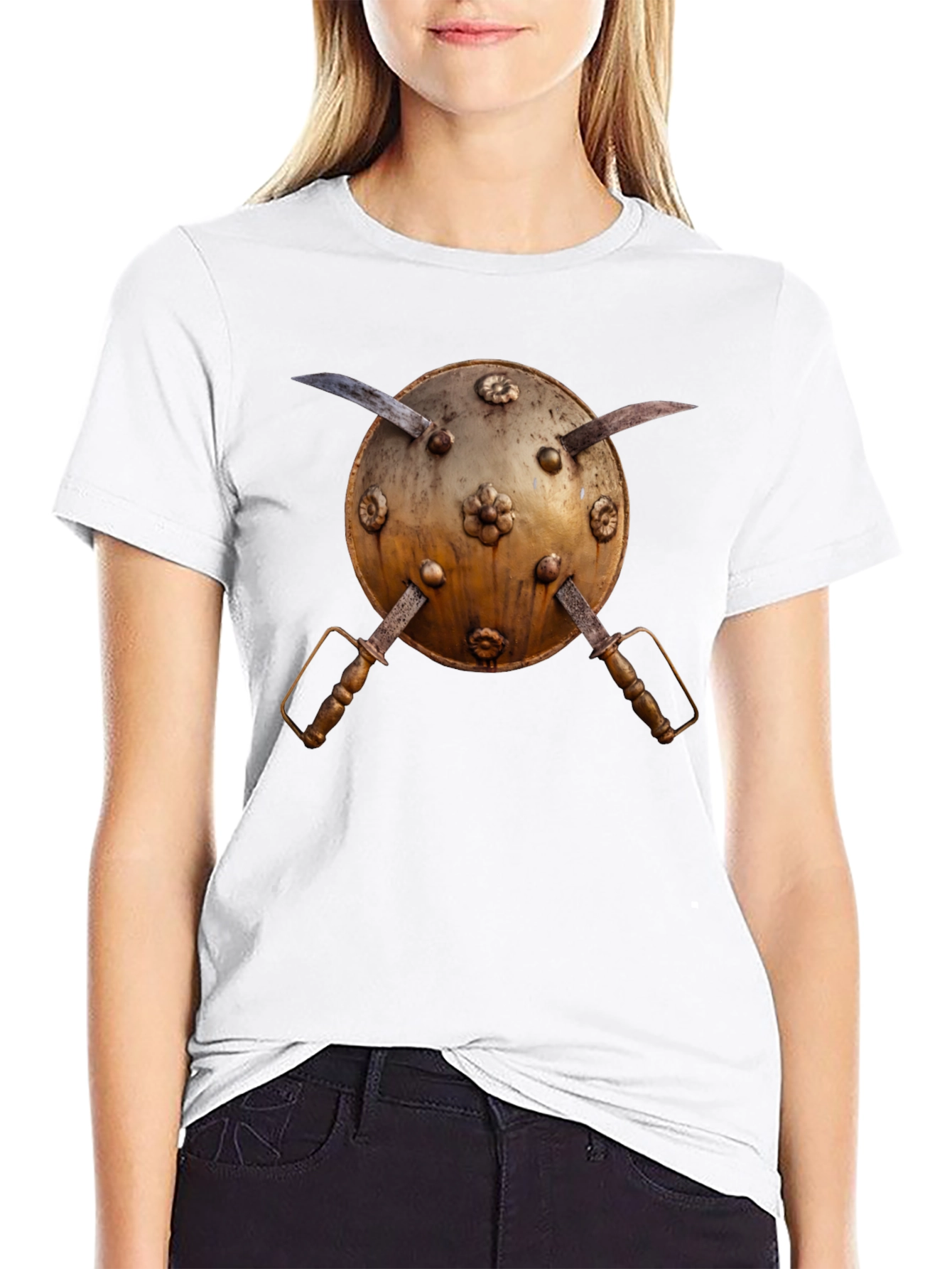 Medieval Shield and Sword Graphic Tee
