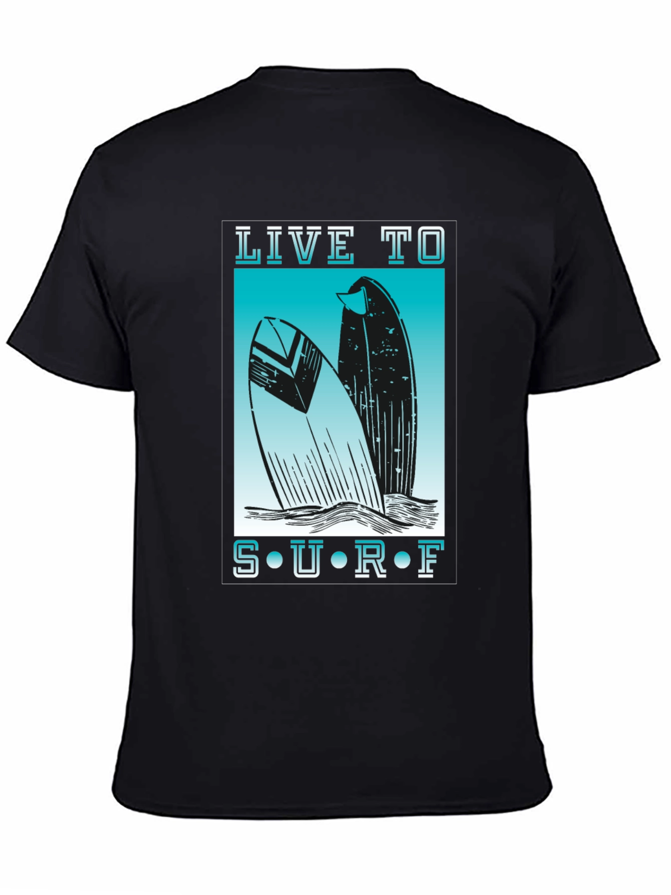 Live to Surf Graphic Tee - Black Cotton T-Shirt