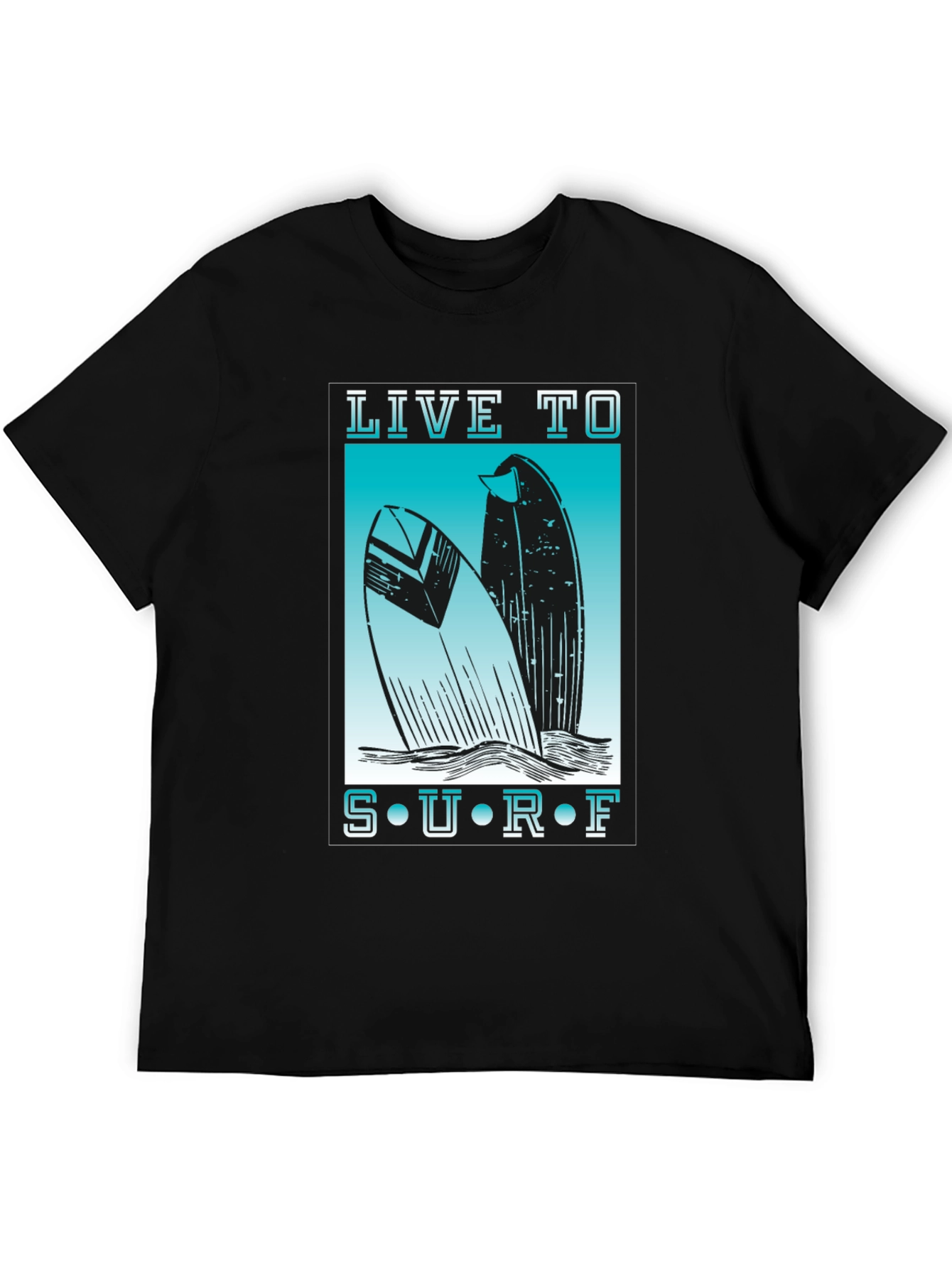 Live to Surf Graphic Tee - Black Cotton T-Shirt