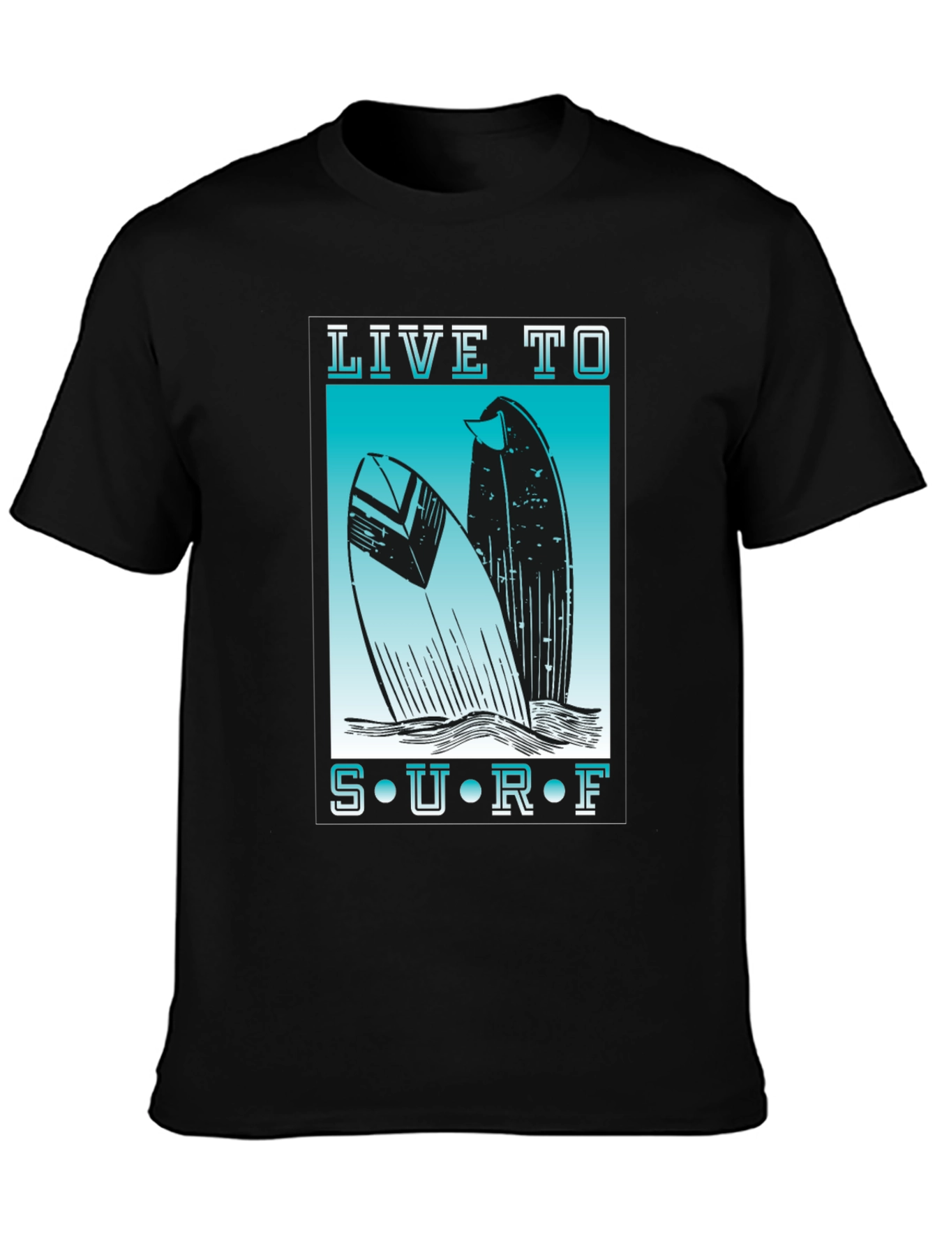 Live to Surf Graphic Tee - Black Cotton T-Shirt