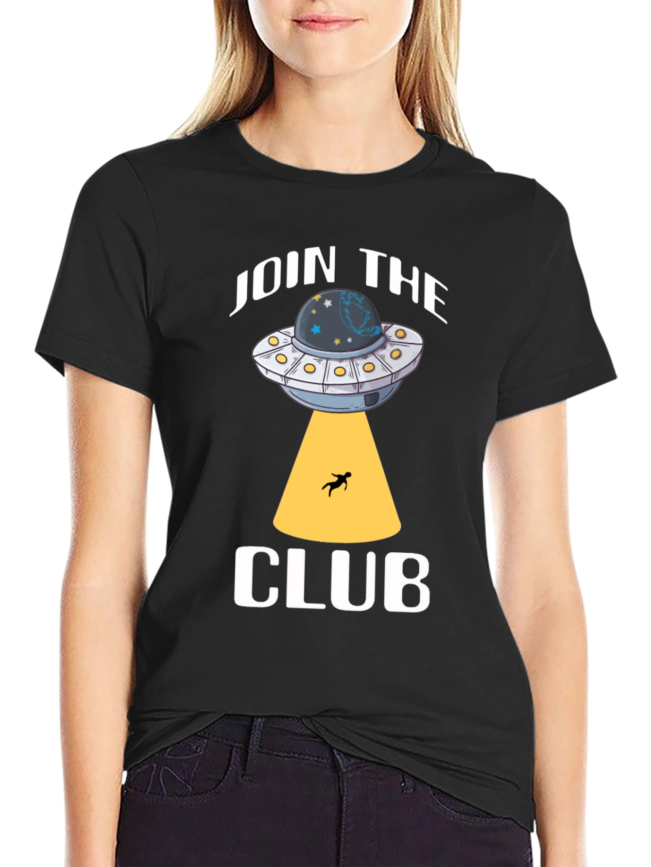Join the Club UFO Abduction Black T-Shirt