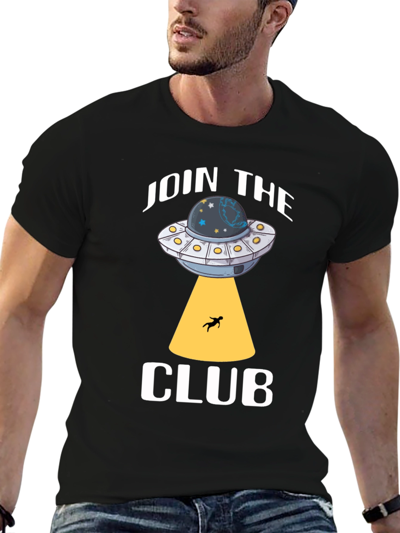 Join the Club UFO Abduction Black T-Shirt