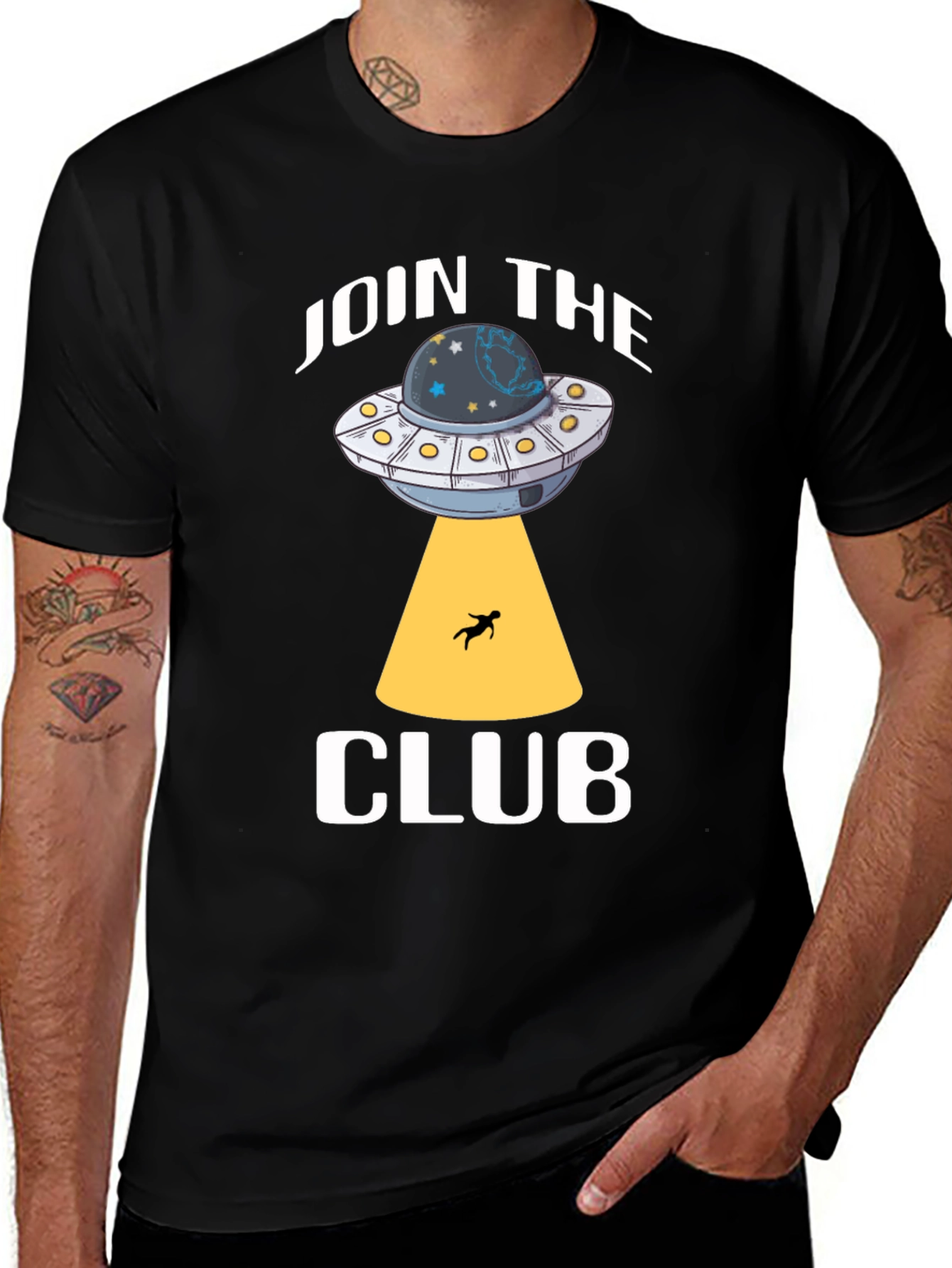 Join the Club UFO Abduction Black T-Shirt