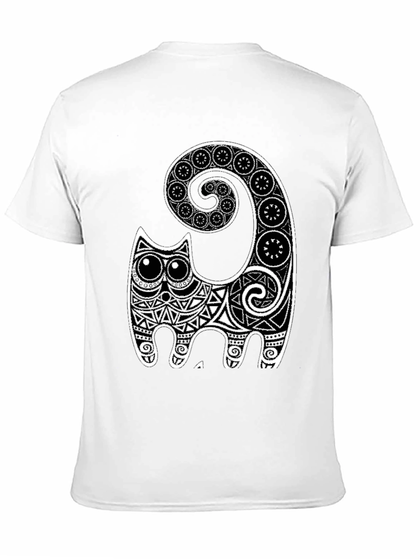 Tribal Cat Graphic Tee - Black