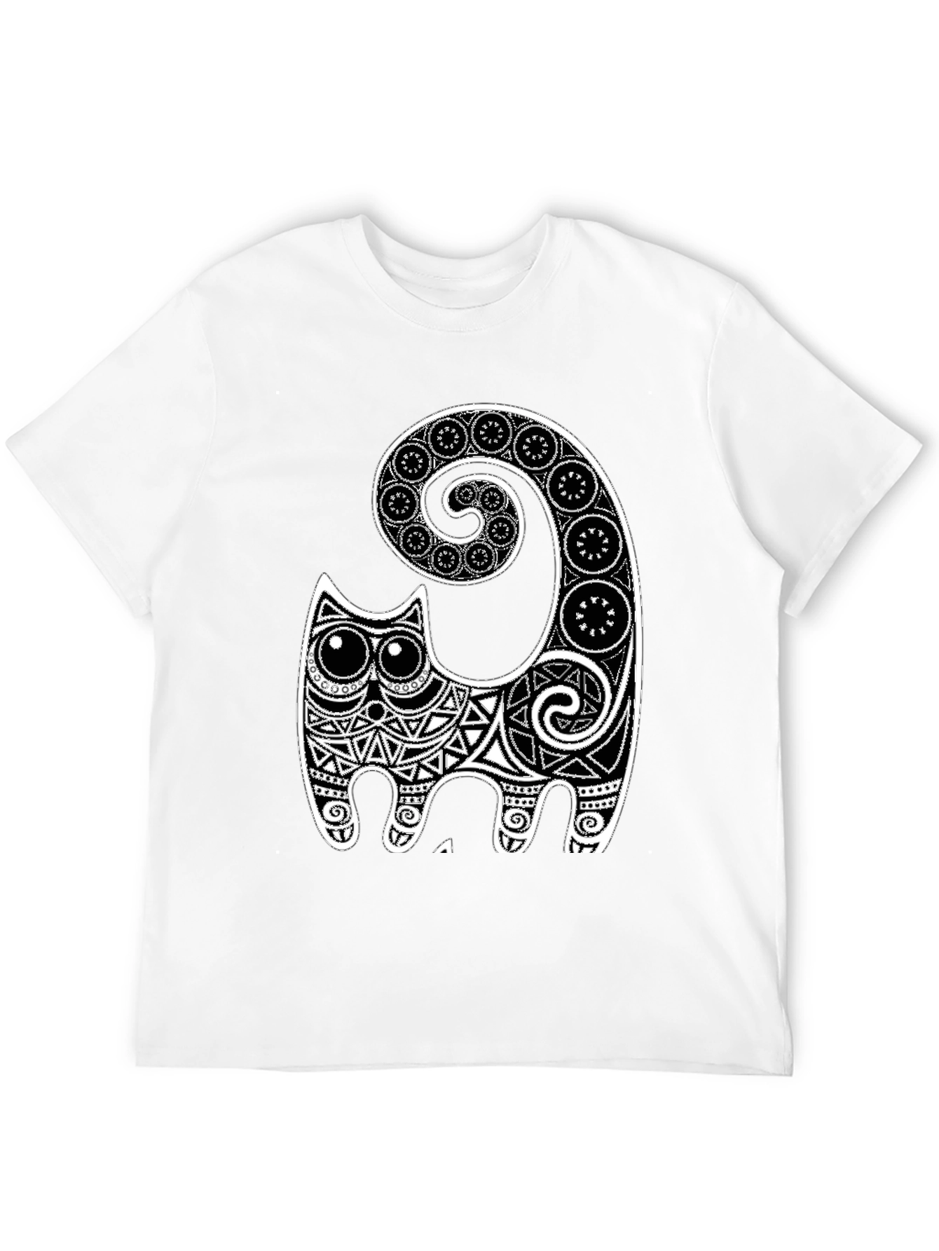 Tribal Cat Graphic Tee - Black