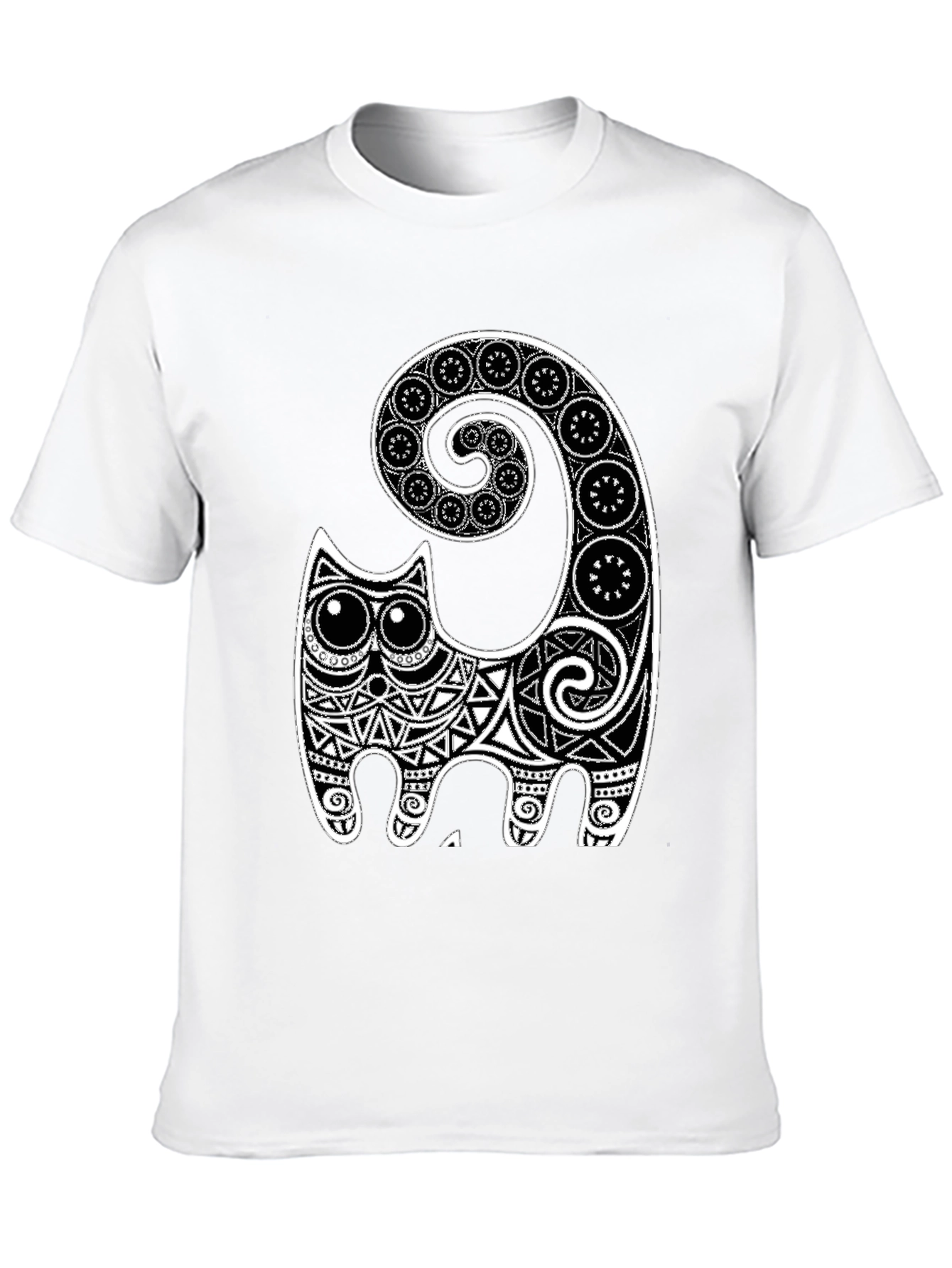 Tribal Cat Graphic Tee - Black