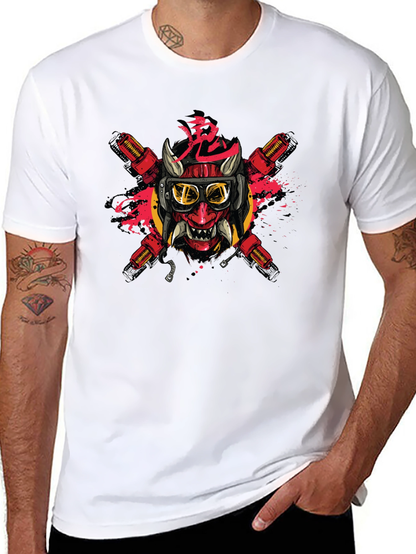 Edgy Oni Mask Graphic Tee