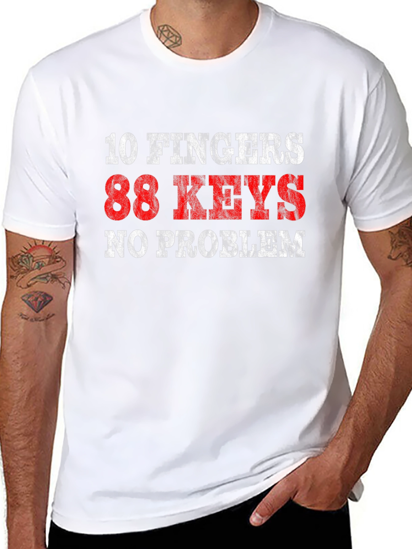 10 Fingers 88 Keys No Problem Black T-Shirt
