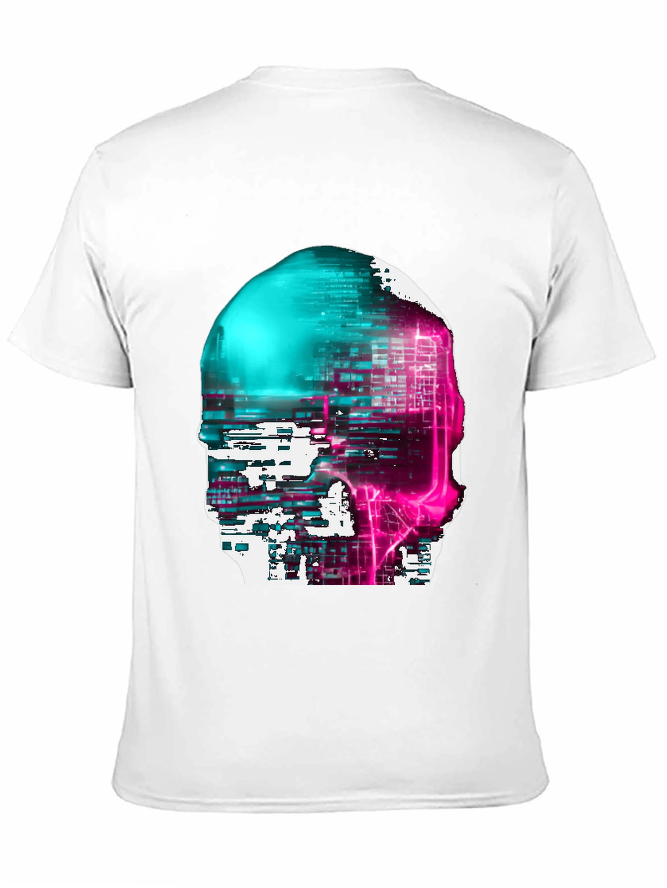 Cyberpunk Skull Graphic Tee - Black Cotton Blend