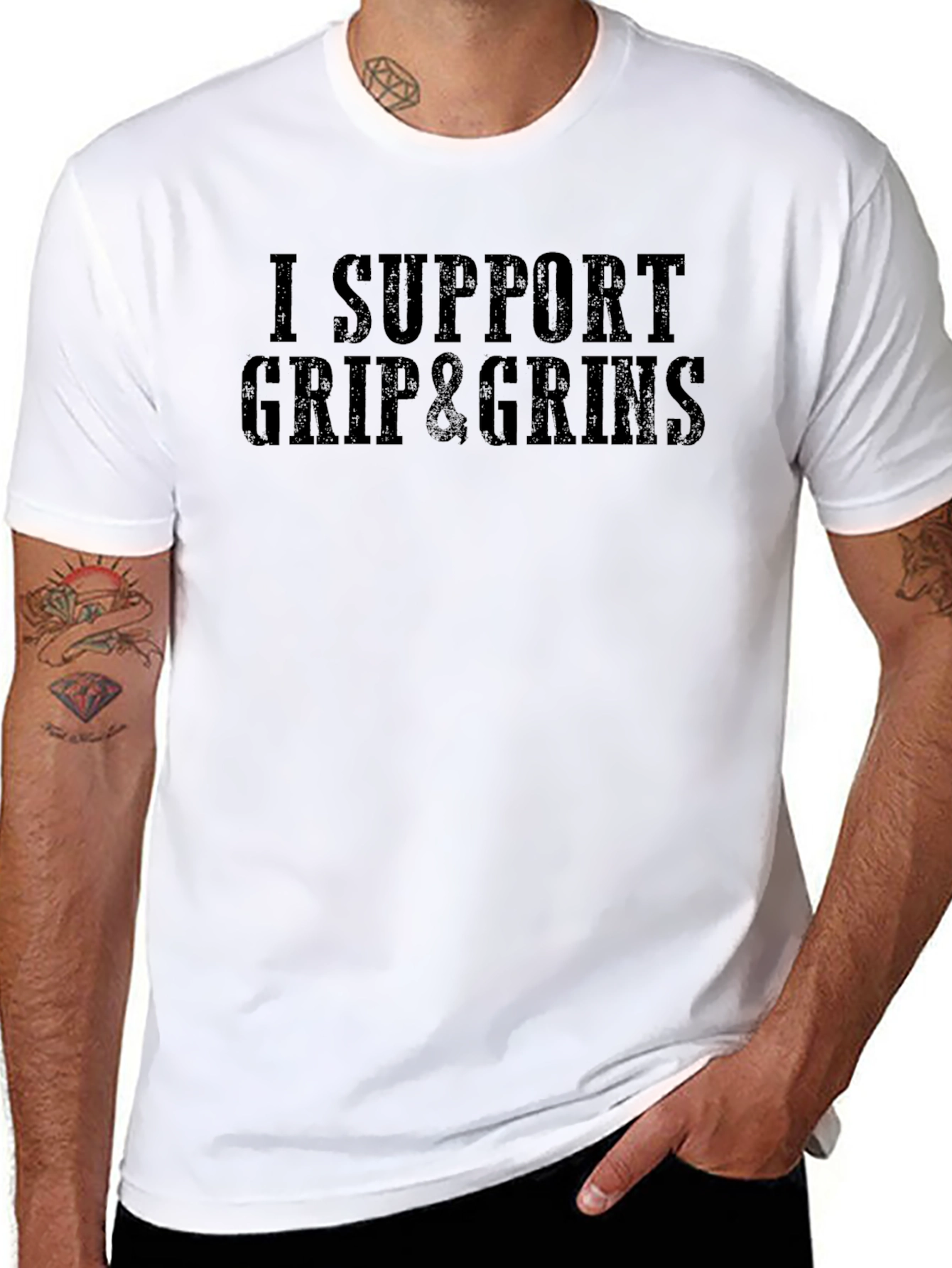 I Support Grip & Grins Black T-Shirt