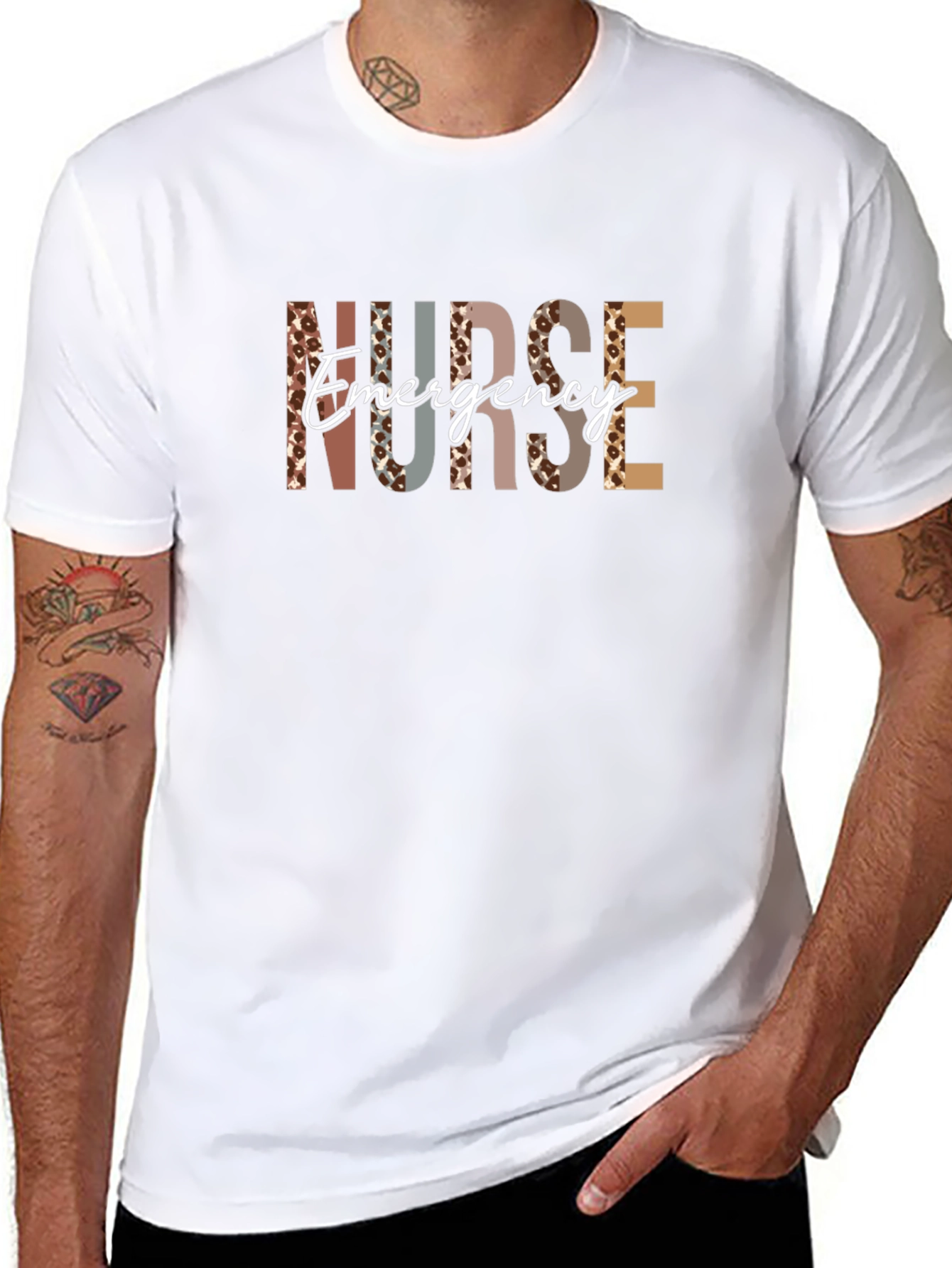 Emergency Nurse T-Shirt - Leopard Print Letters