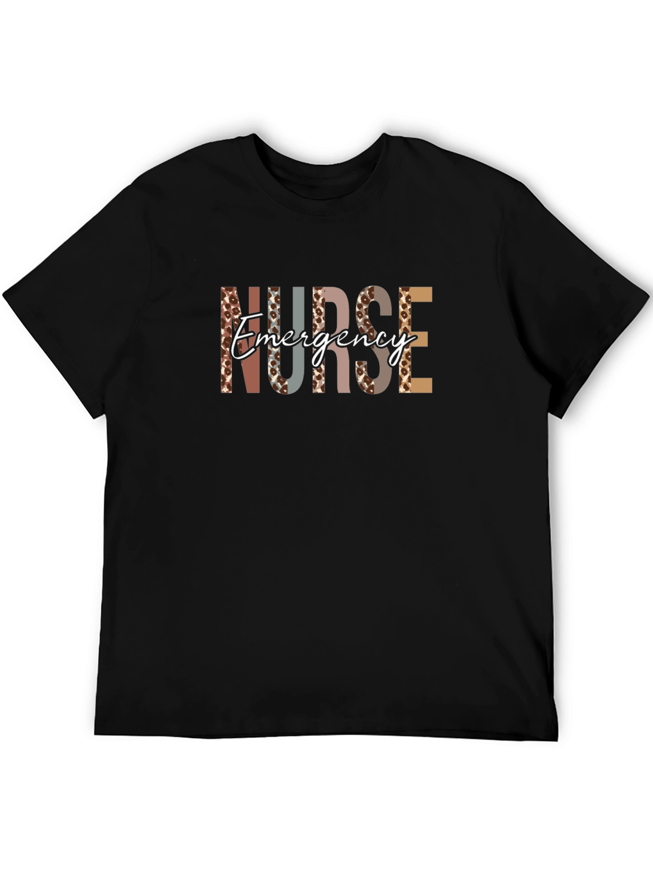 Emergency Nurse T-Shirt - Leopard Print Letters