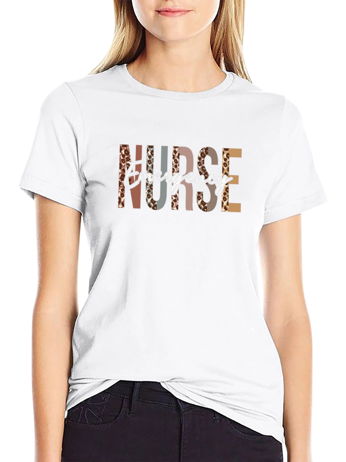 Emergency Nurse T-Shirt - Leopard Print Letters
