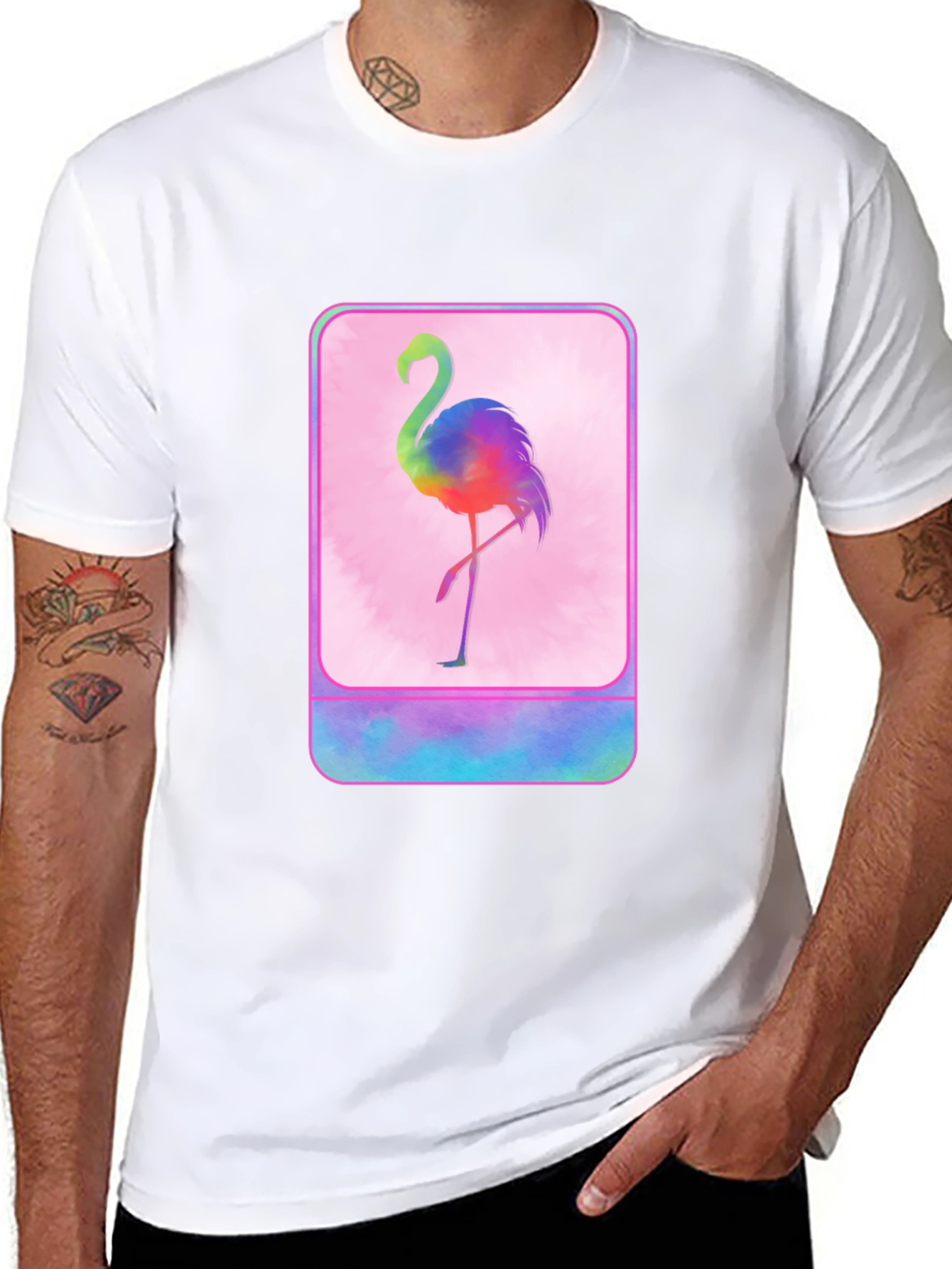 Rainbow Flamingo Graphic T-Shirt