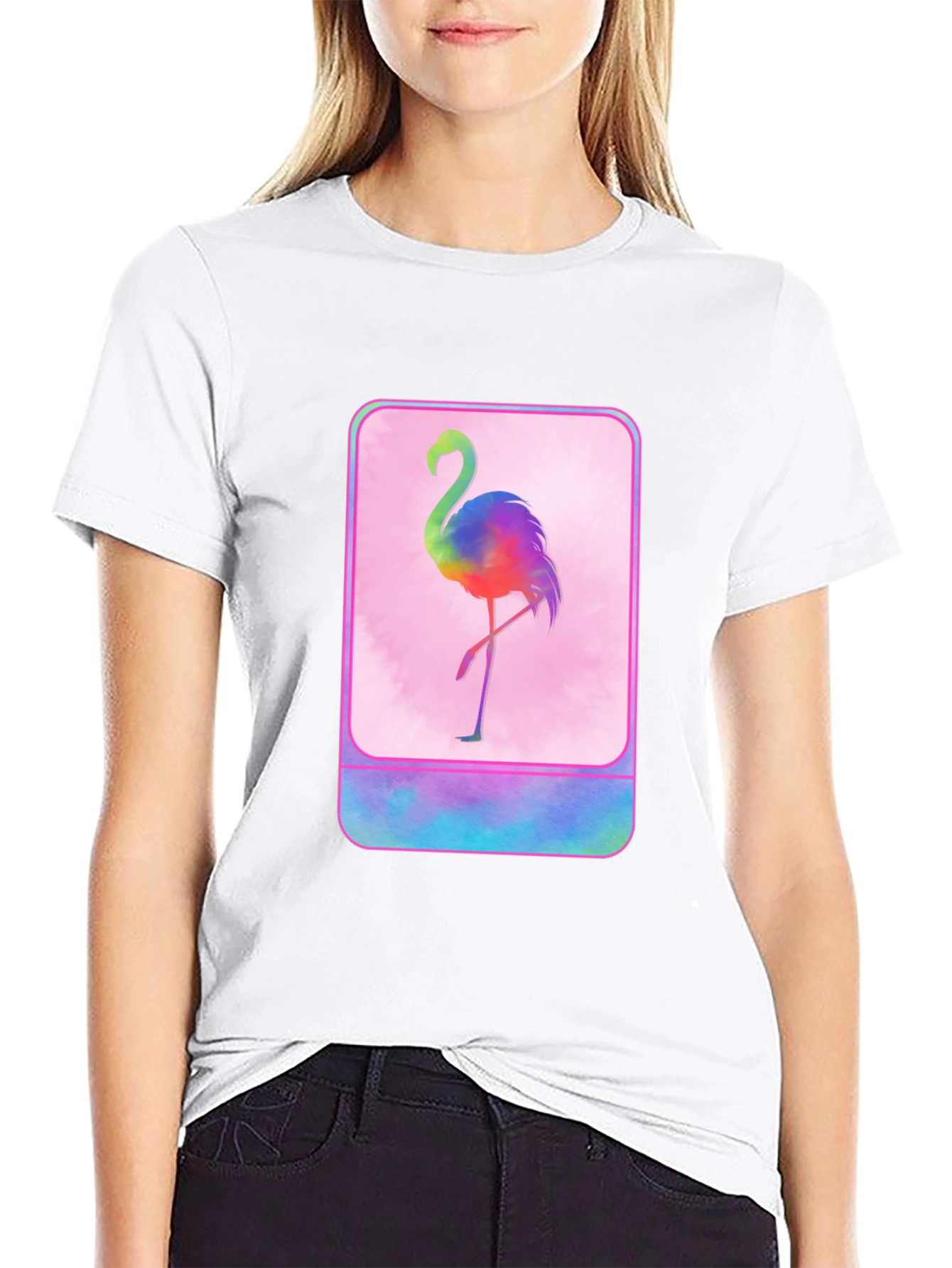 Rainbow Flamingo Graphic T-Shirt