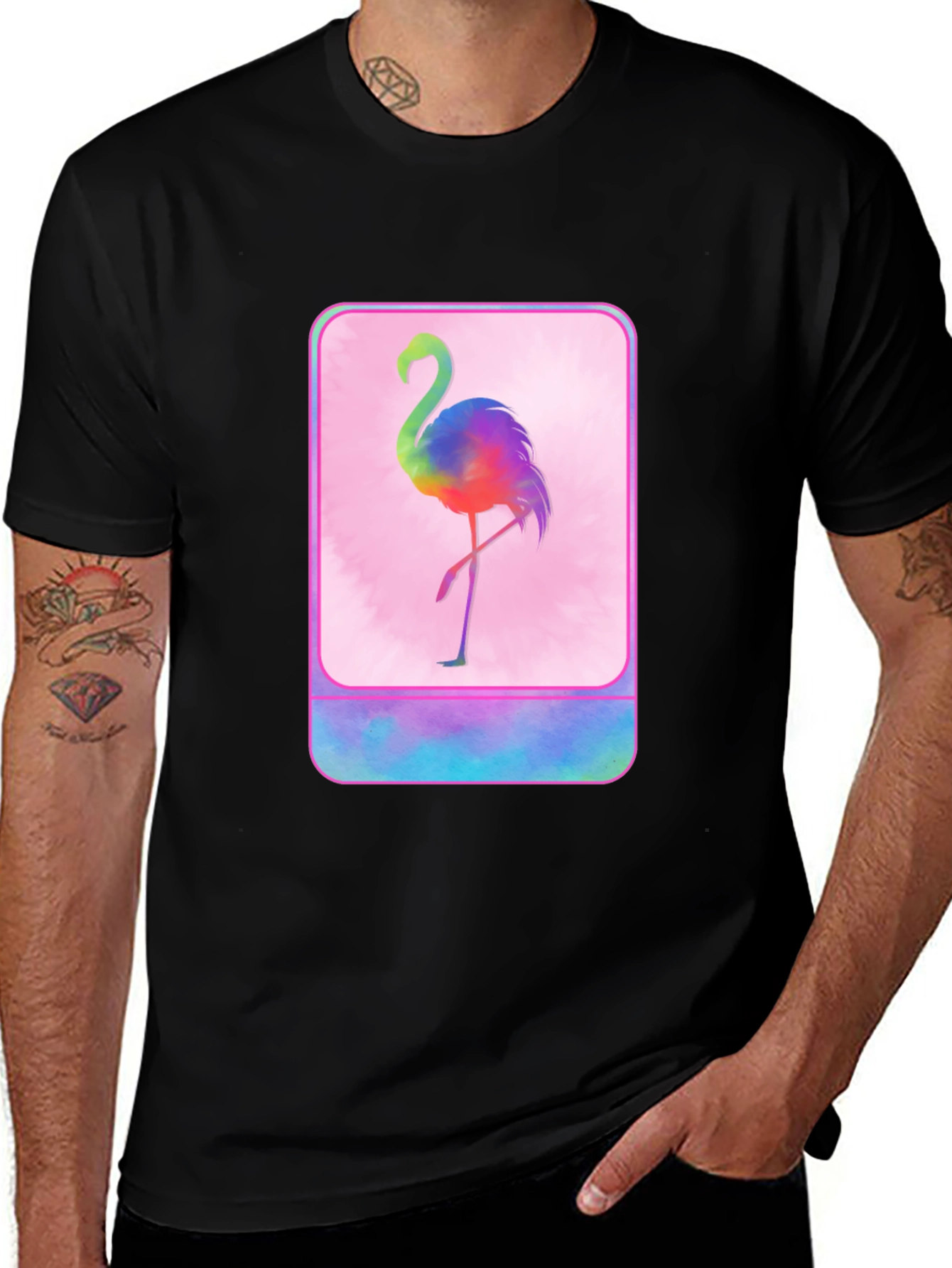 Rainbow Flamingo Graphic T-Shirt