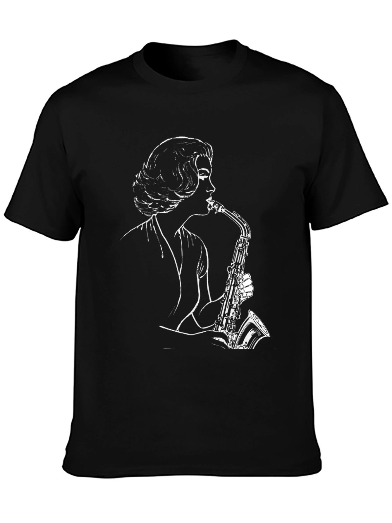 Black Saxophone Player Graphic Tee