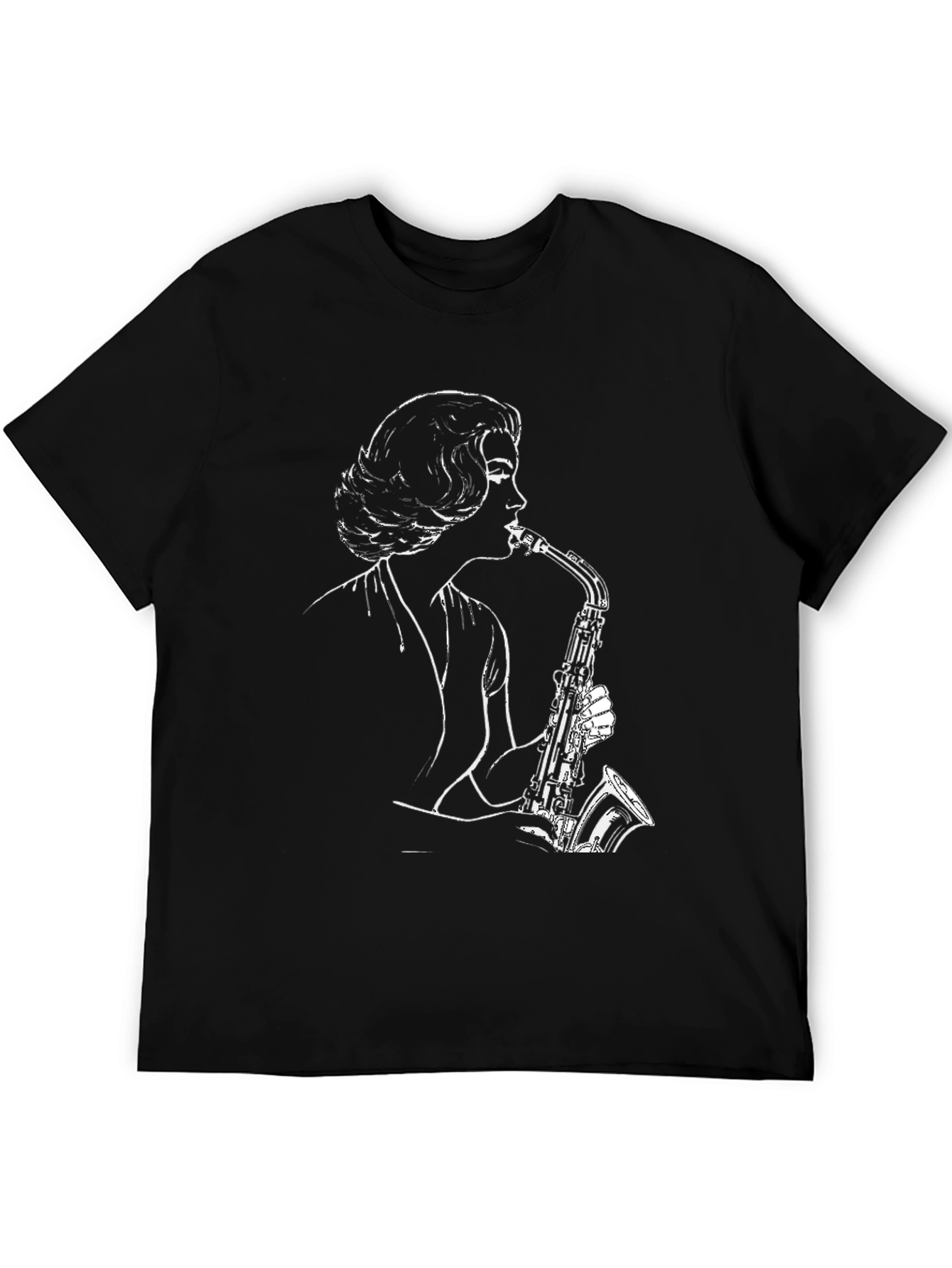 Black Saxophone Player Graphic Tee