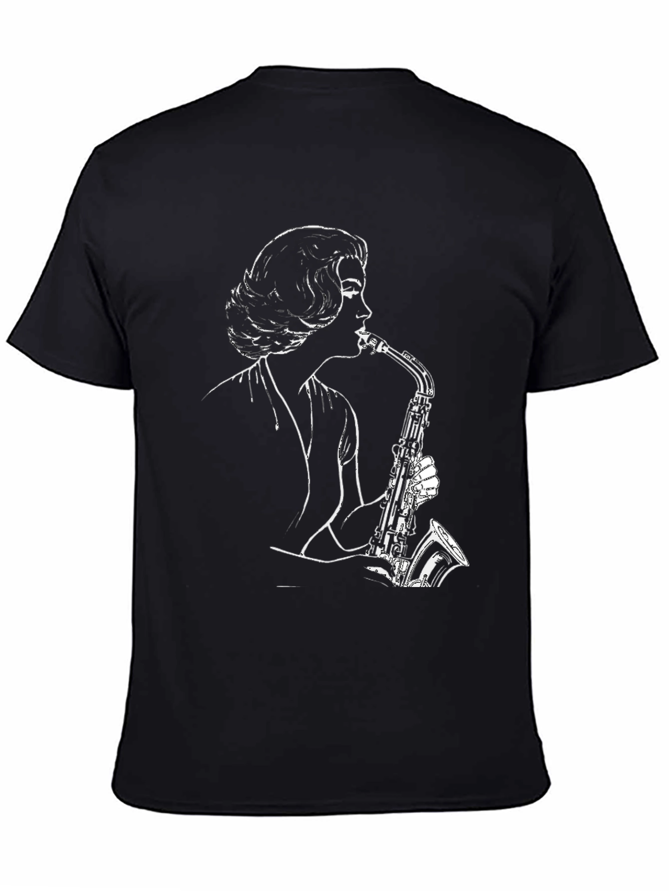 Black Saxophone Player Graphic Tee
