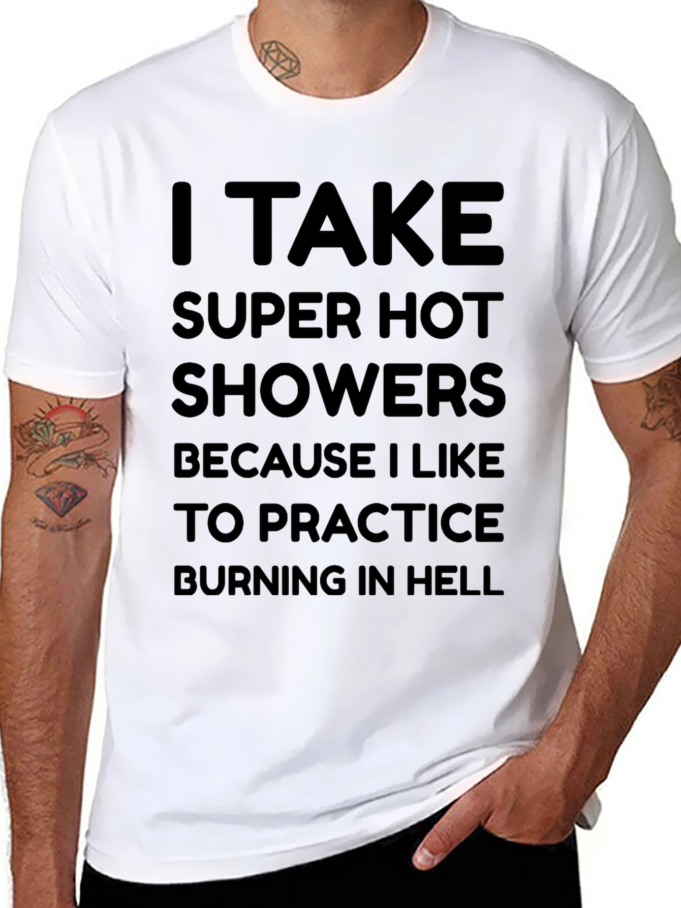 I Take Super Hot Showers Funny Graphic T-Shirt