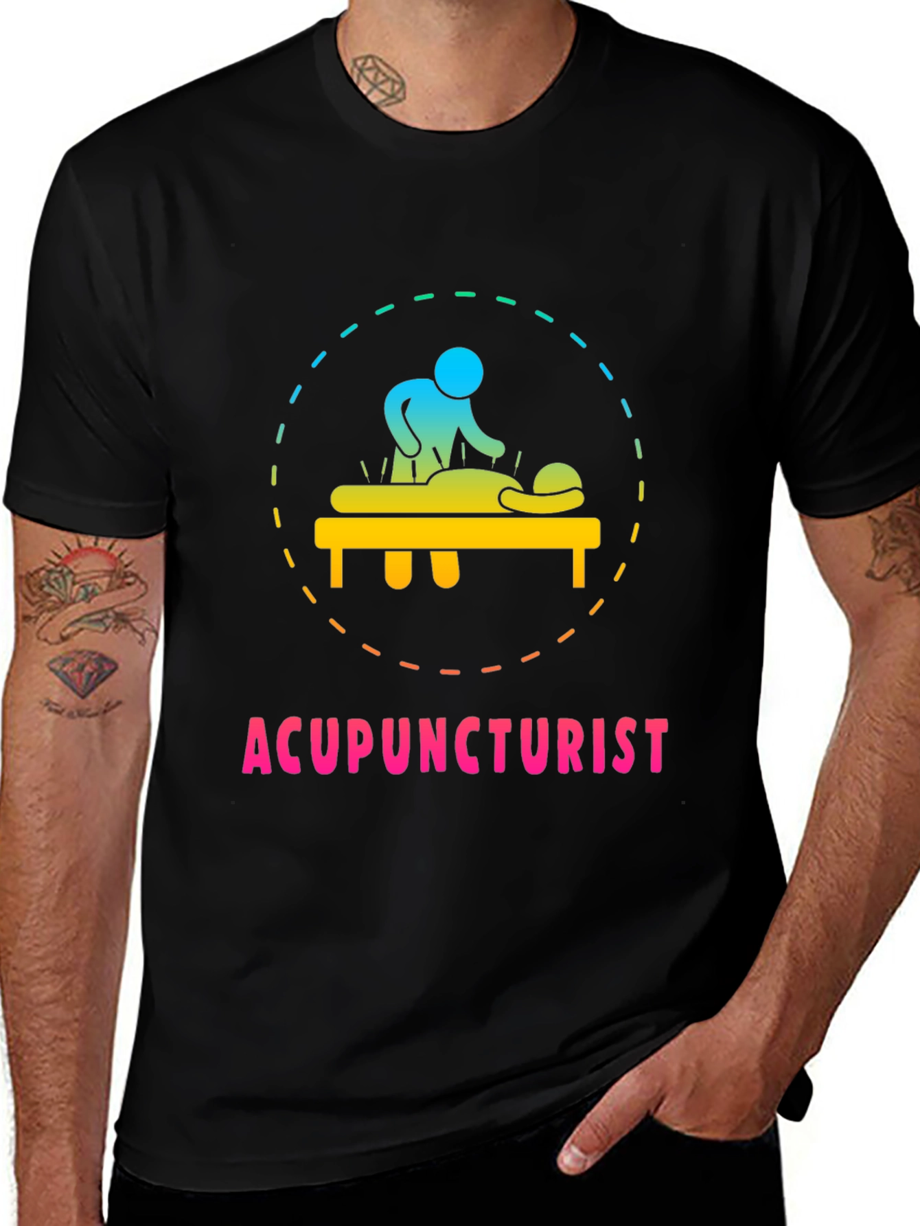 Acupuncturist T-Shirt Black Cotton