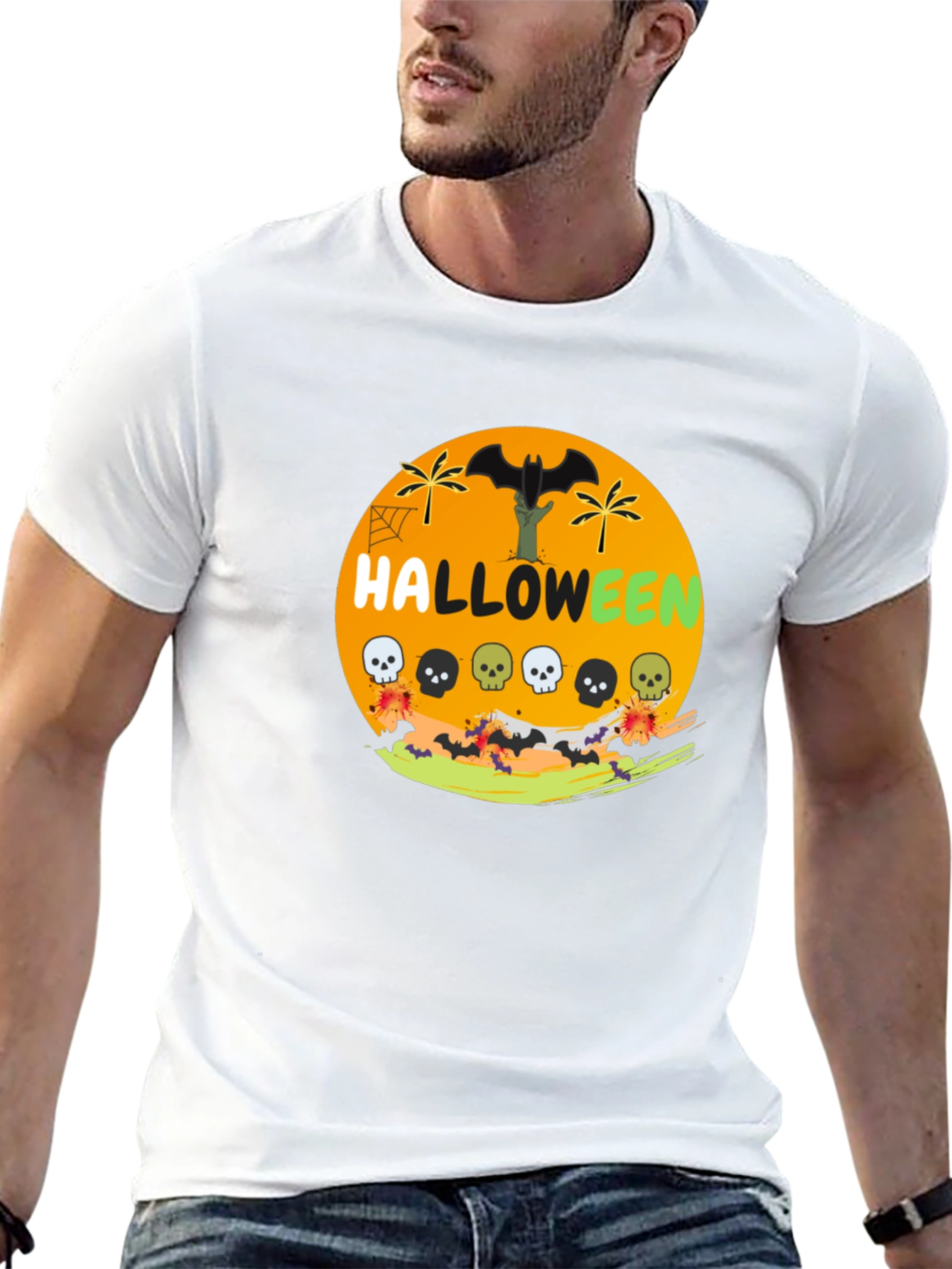 Halloween Graphic Print Black T-Shirt