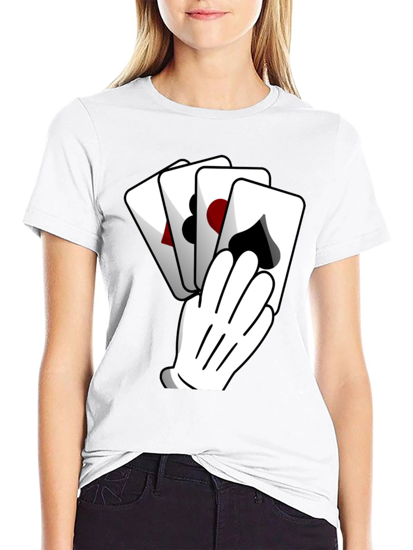 Playing Card Hand Black Graphic Tee