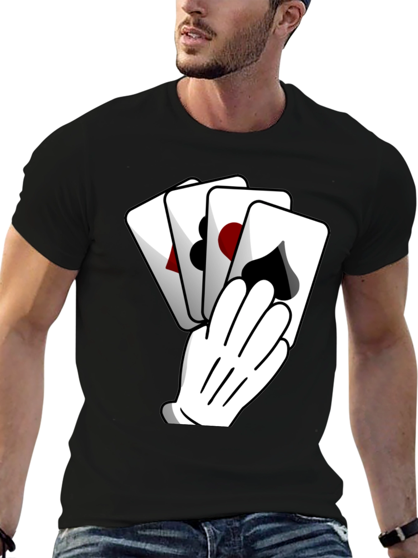 Playing Card Hand Black Graphic Tee