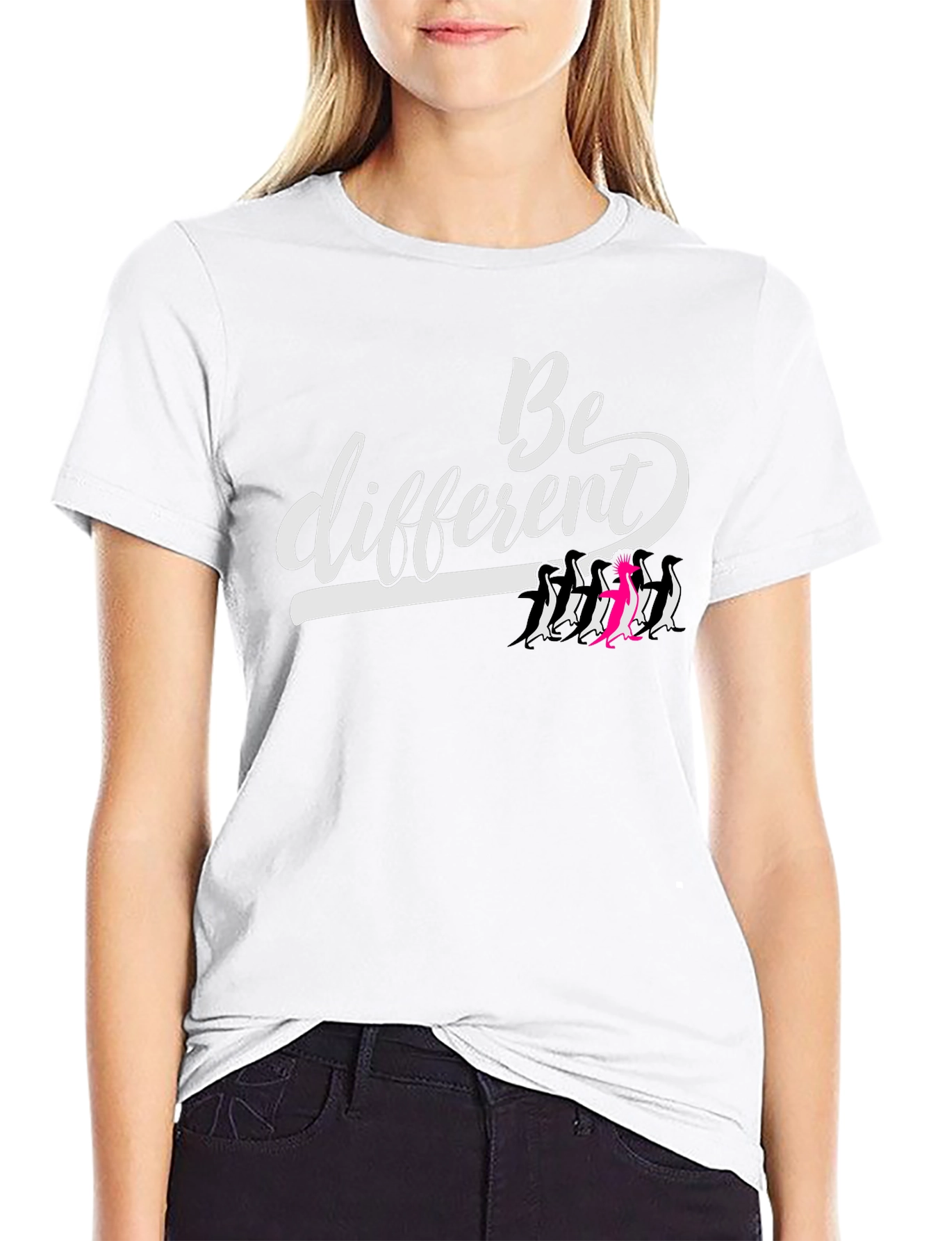 Be Different Graphic Tee - Unique Penguin Design