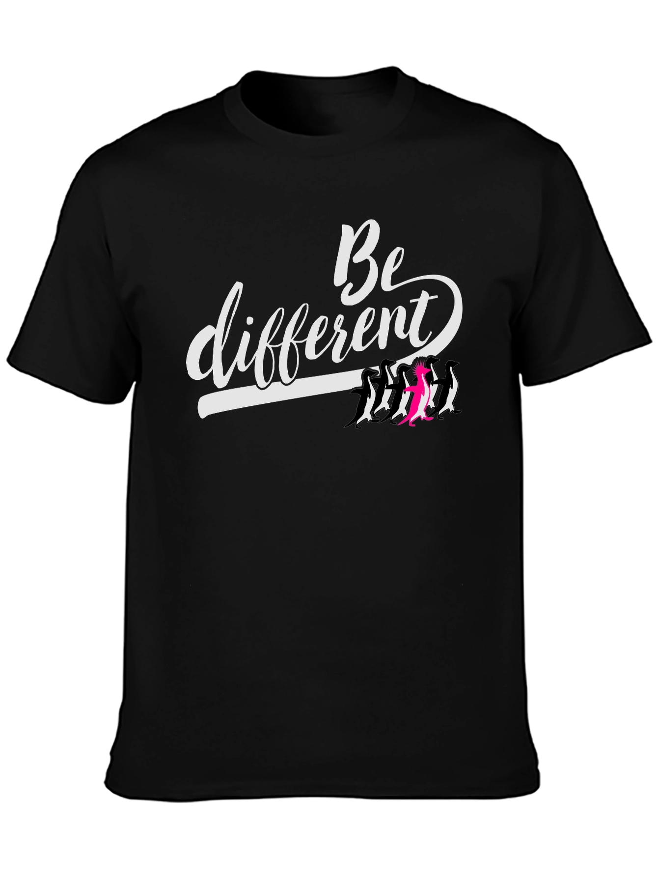 Be Different Graphic Tee - Unique Penguin Design
