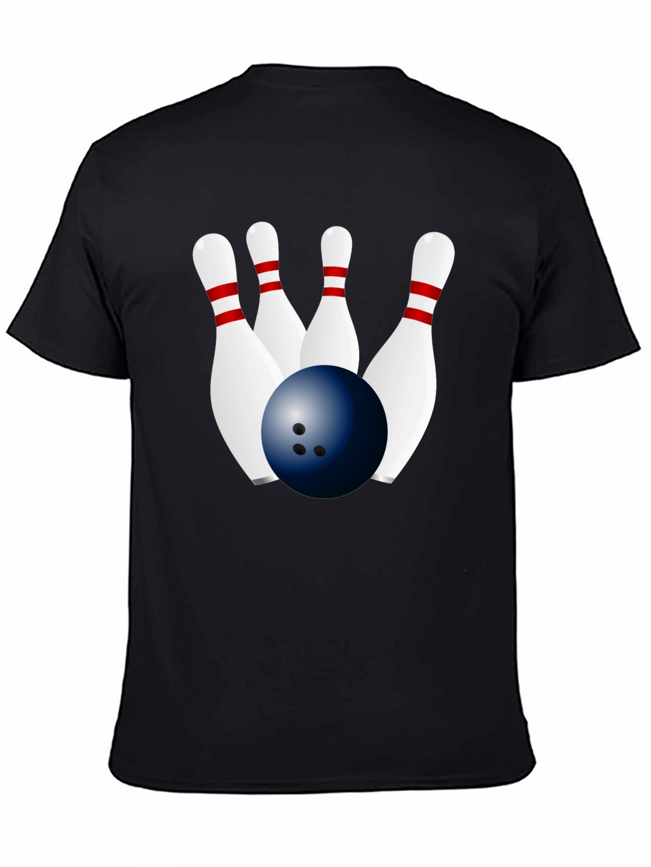 Bowling Ball & Pins Graphic Black T-Shirt
