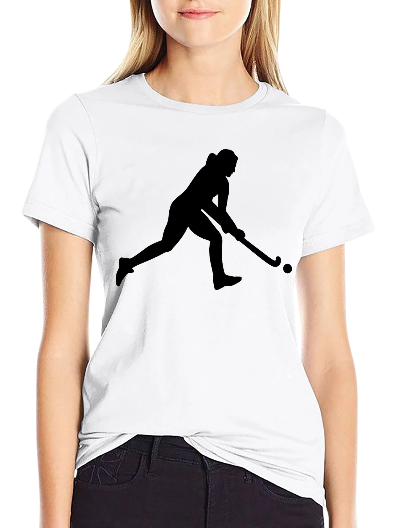 Hockey Player Silhouette Graphic T-Shirt