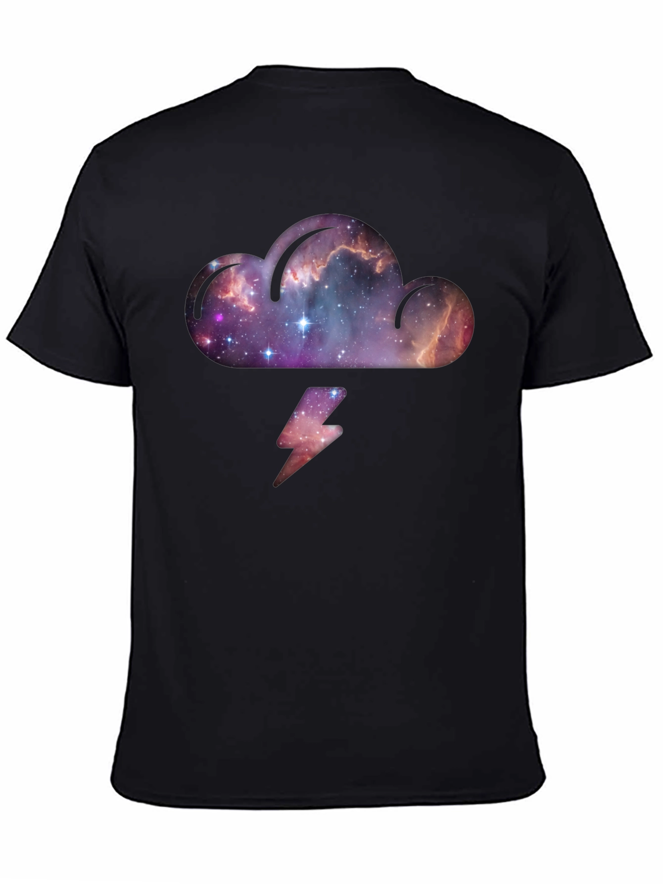 Cosmic Cloud & Lightning Black T-Shirt