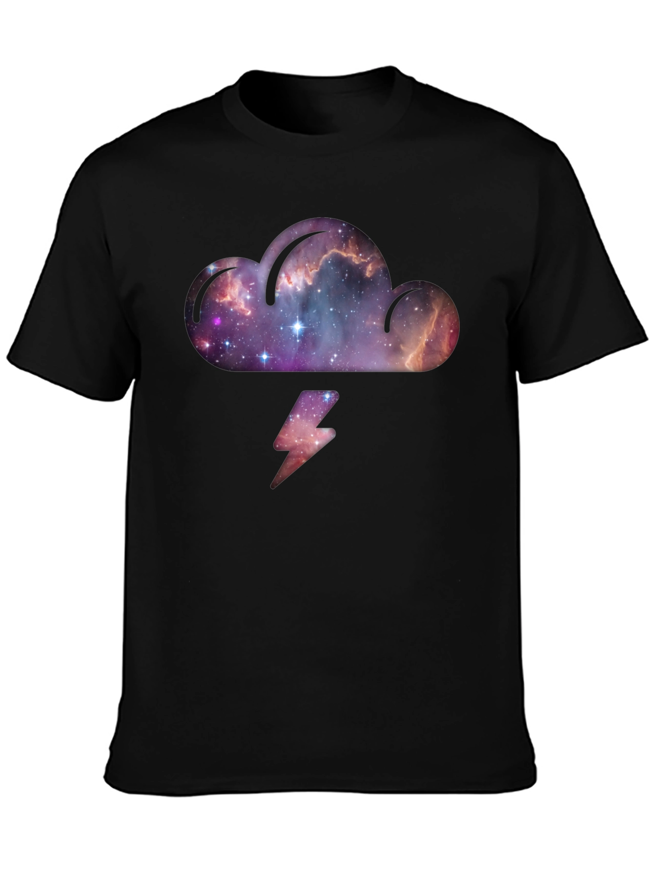 Cosmic Cloud & Lightning Black T-Shirt